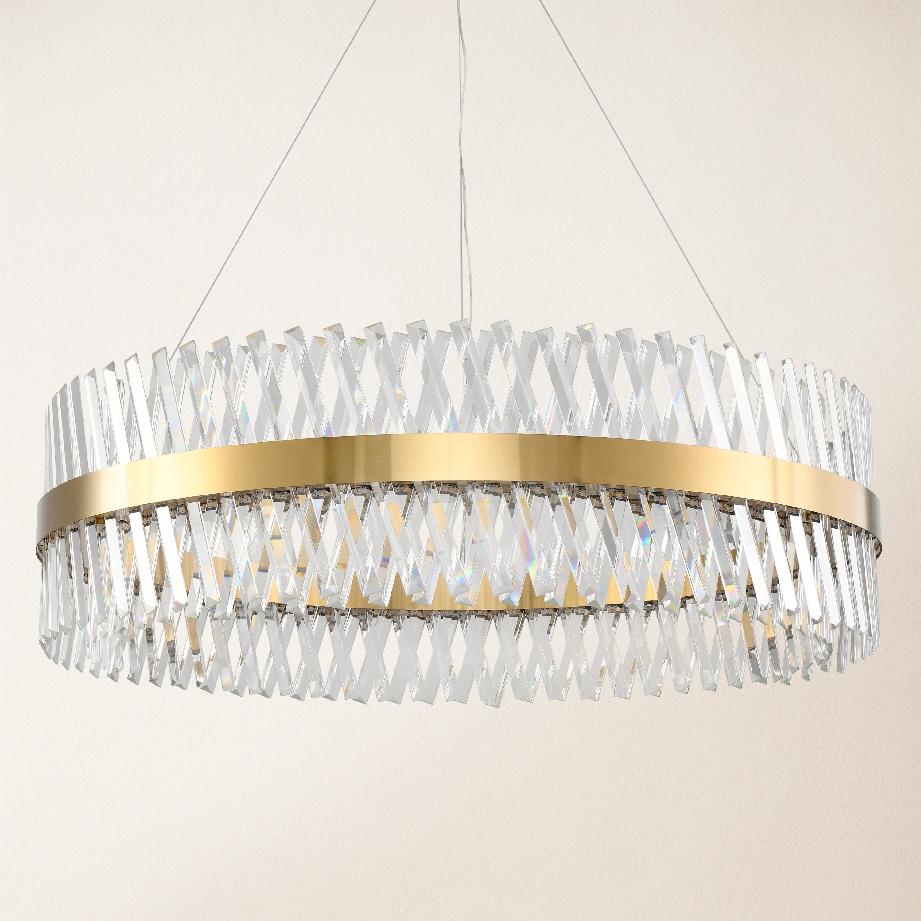 Runder Kronleuchter aus Vetro-Prismenkristall, 101,6 cm Durchmesser