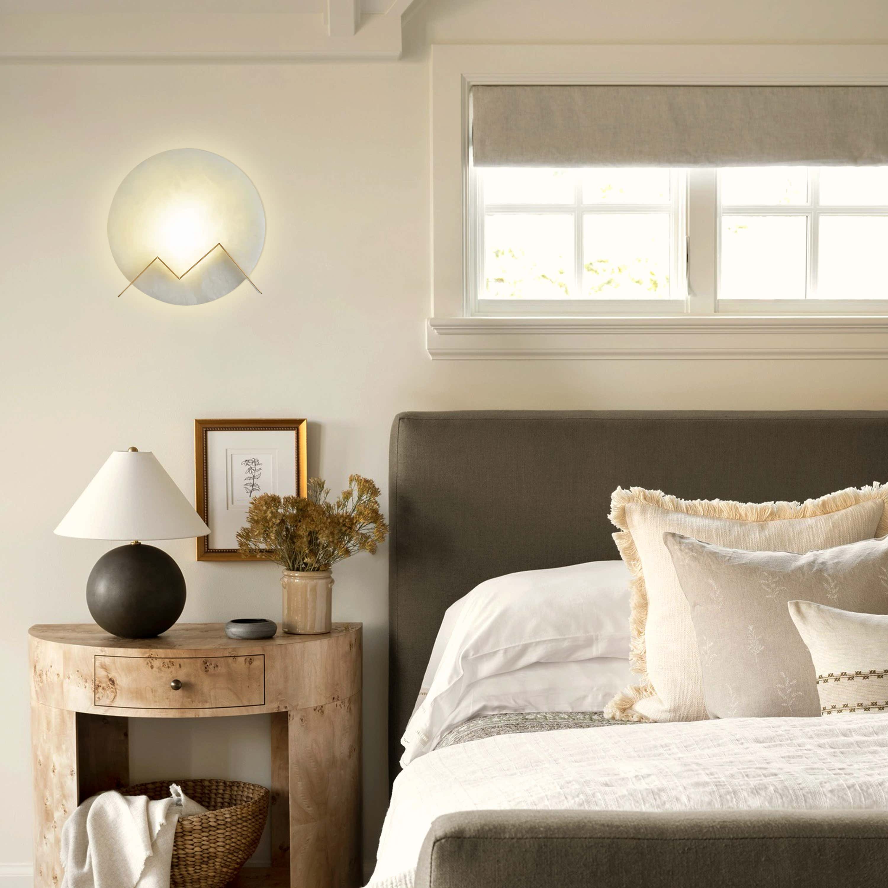 M Letter Alabaster Dish Wall Sconce 7.9"D