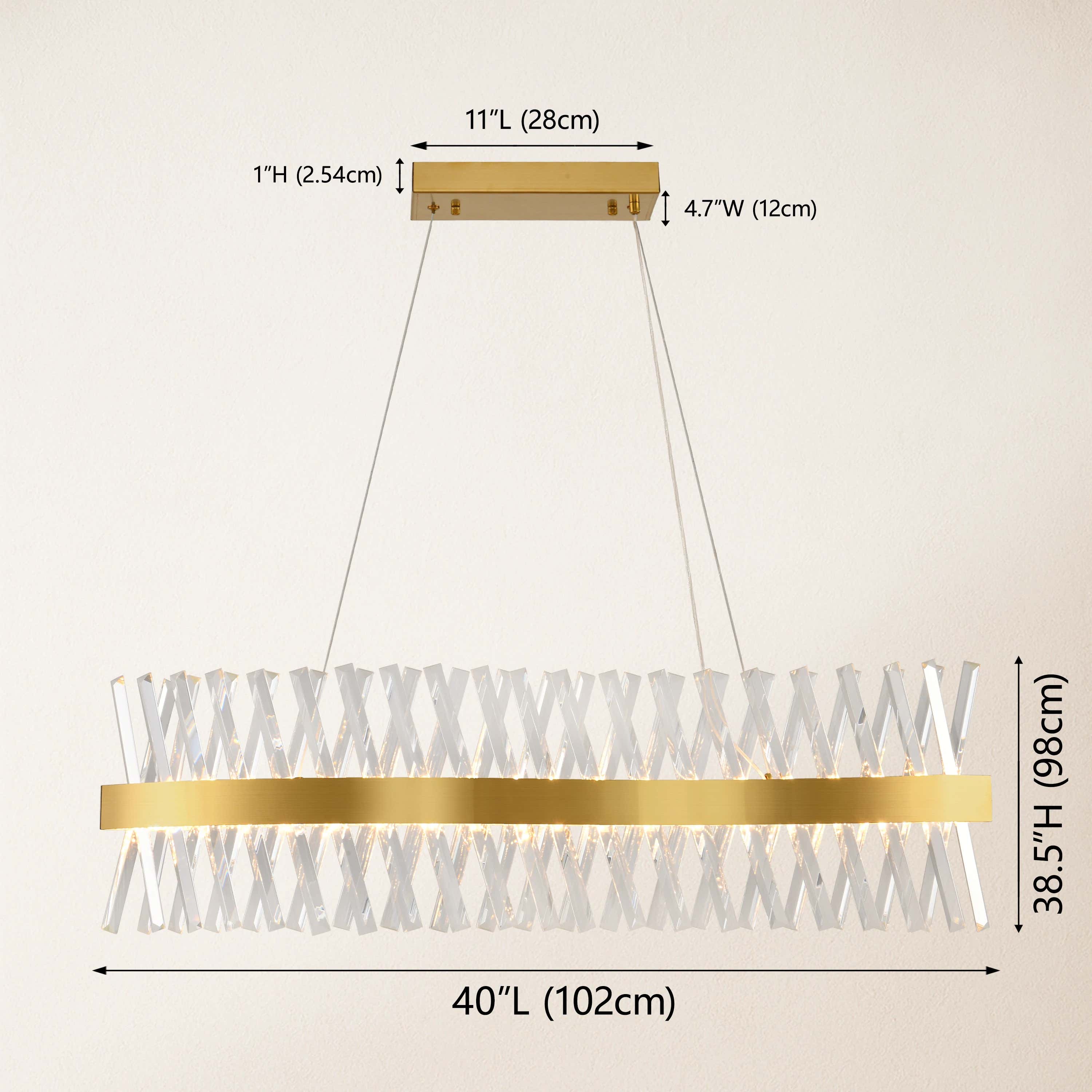 Vetro Prism Crystal Rectangular Chandelier 40"W