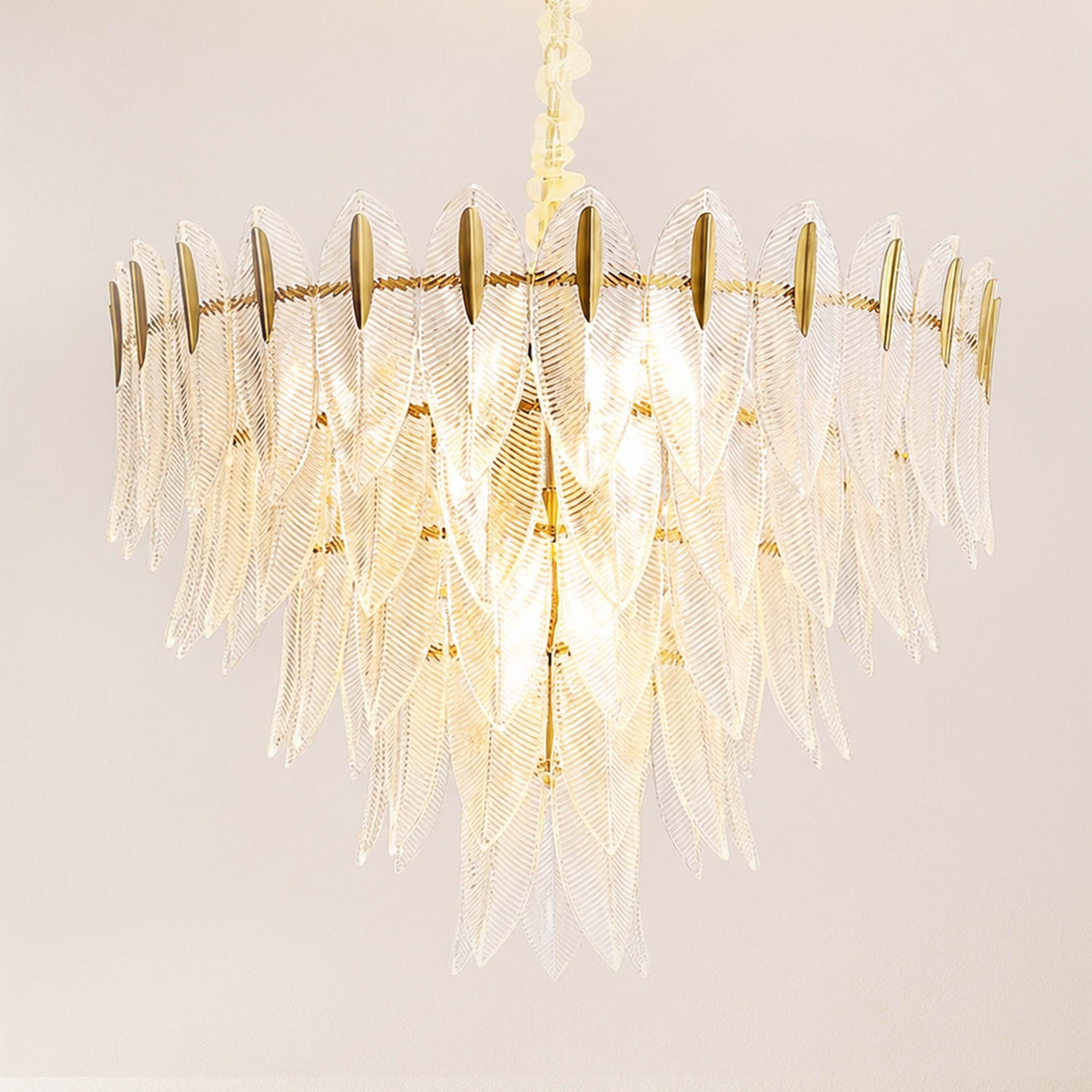 Marilyn Glass Feathers Round Chandelier