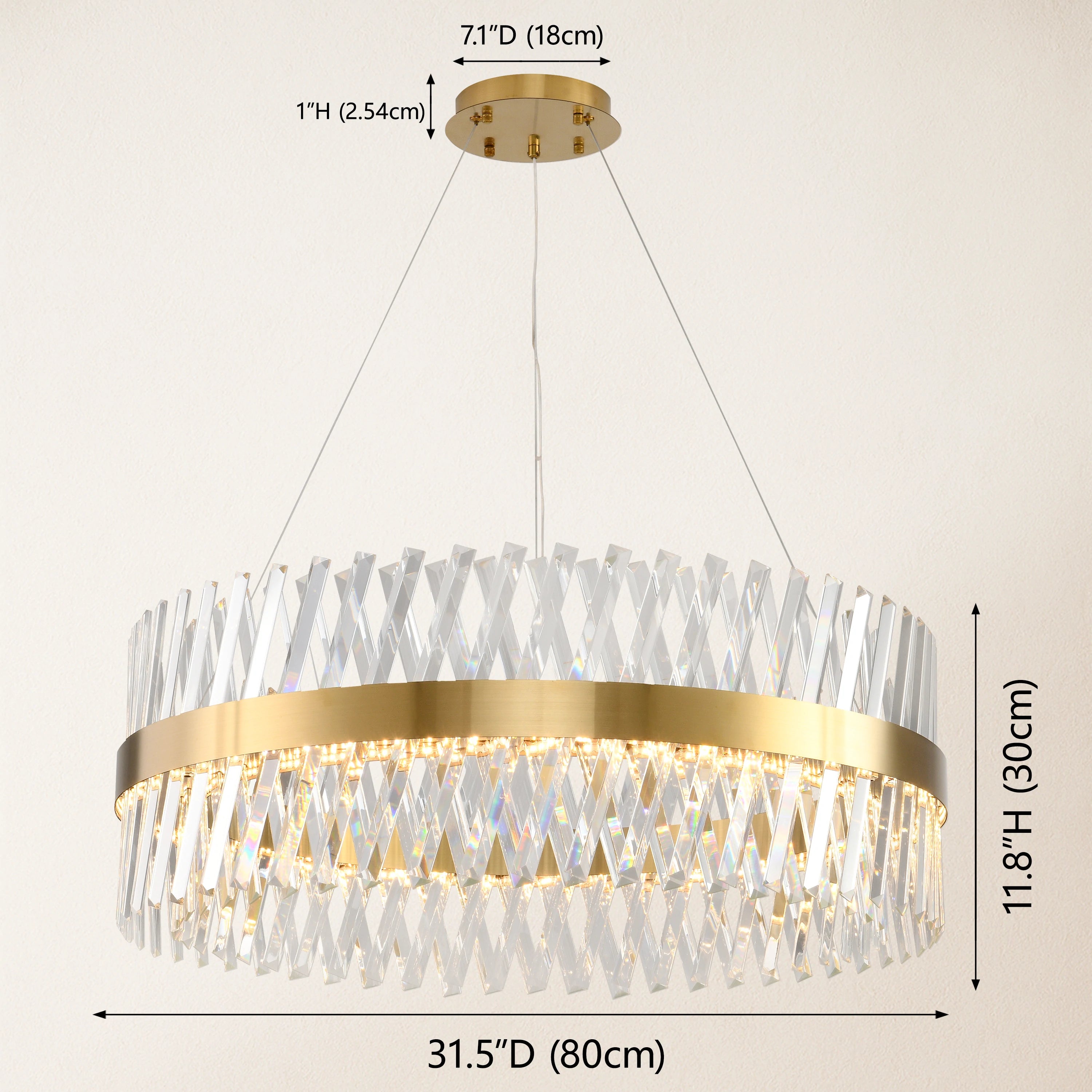 Runder Kronleuchter aus Vetro-Prismenkristall, 80 cm Durchmesser