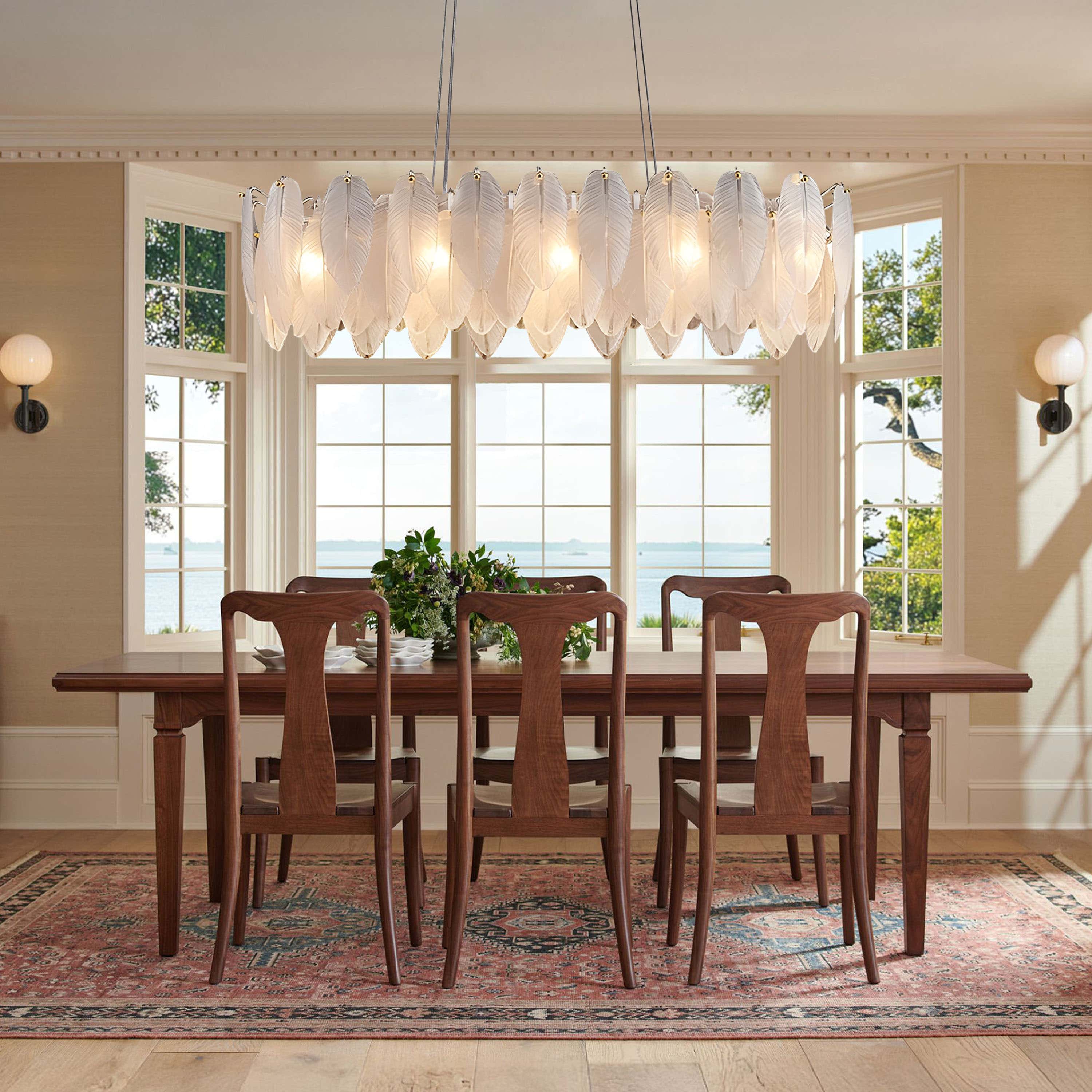 Avelis Glass Feather Linear Chandelier 40"W