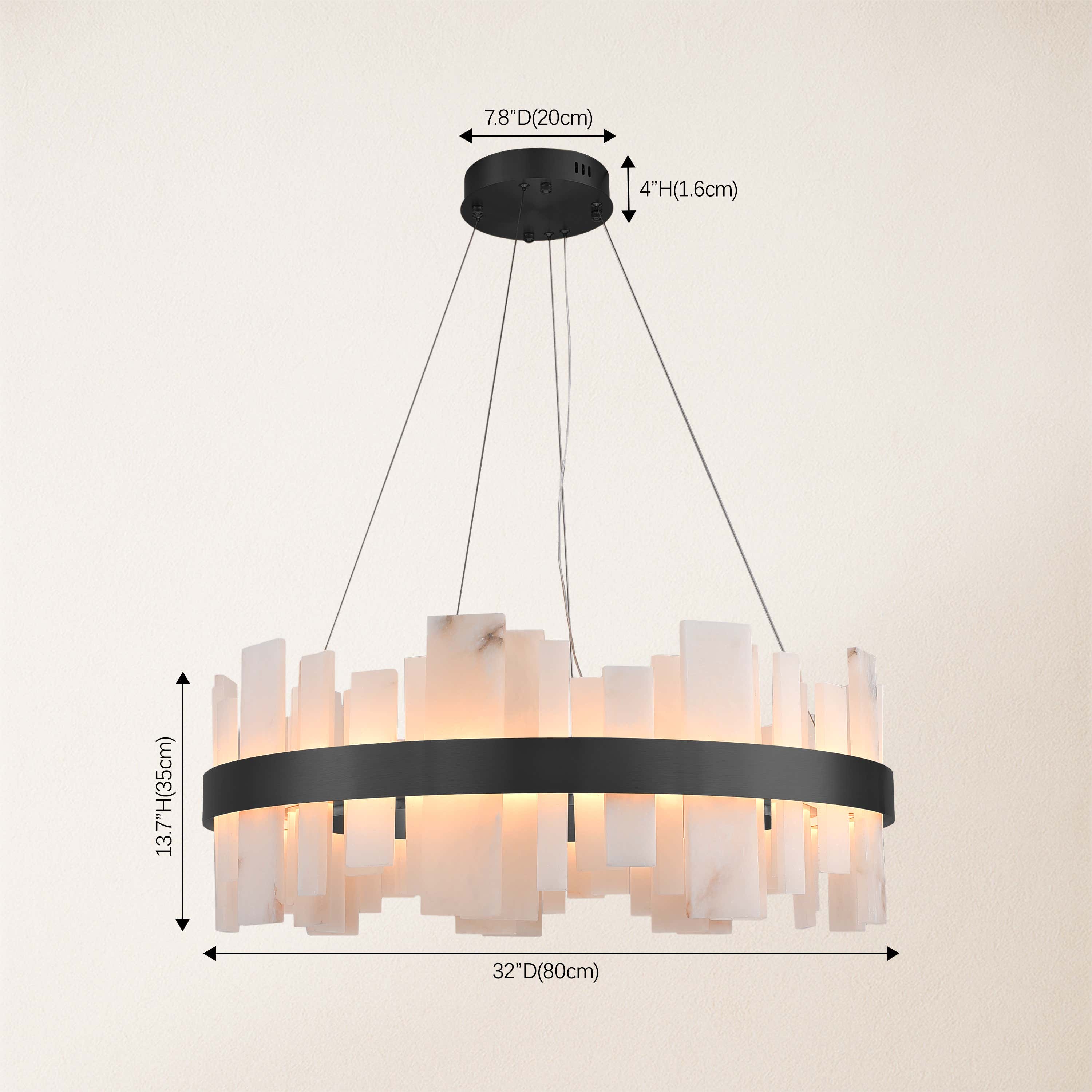 Nocturne Alabaster Round Chandelier 32"