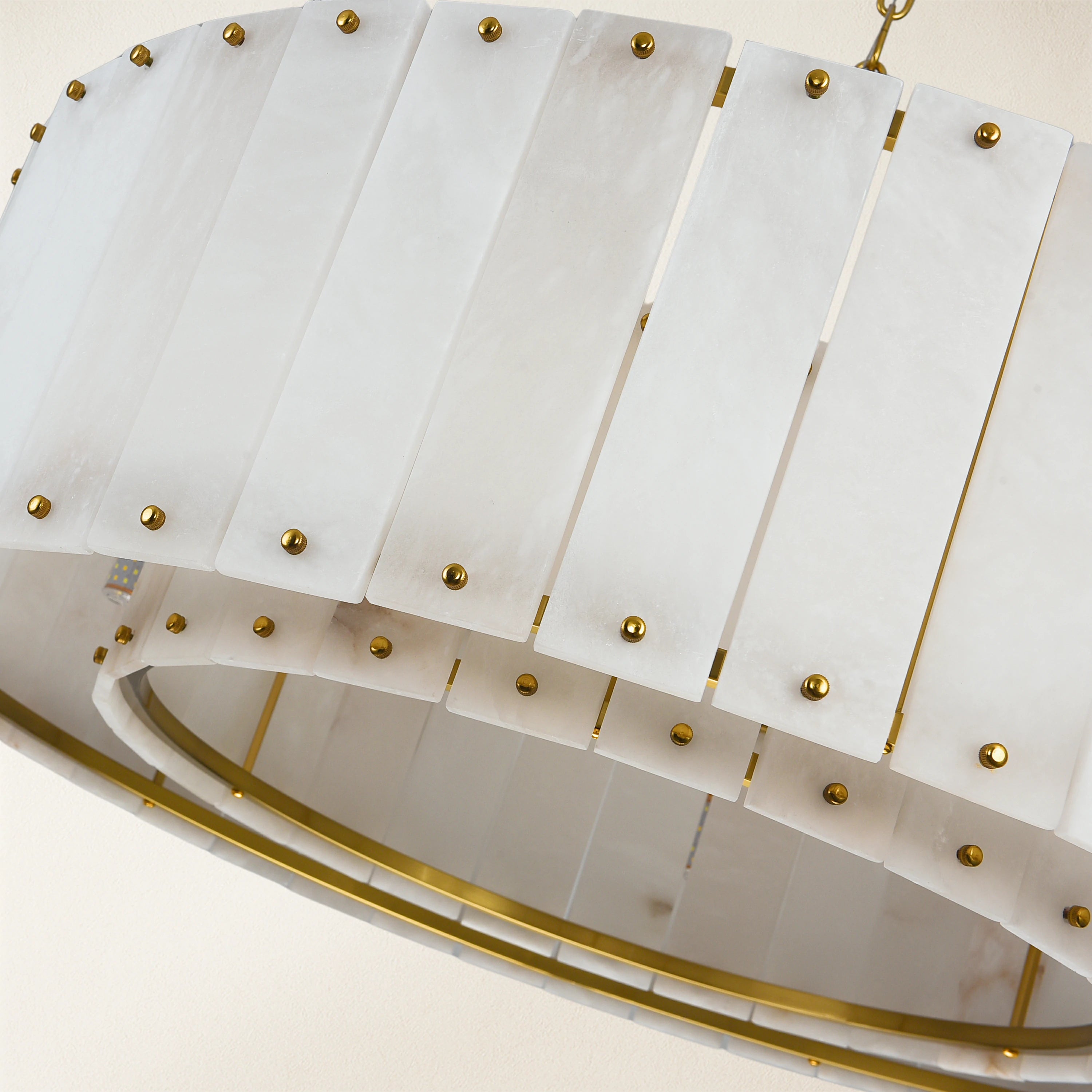 Nivislight Alabaster Round Chandelier 32"#Finish_Gold