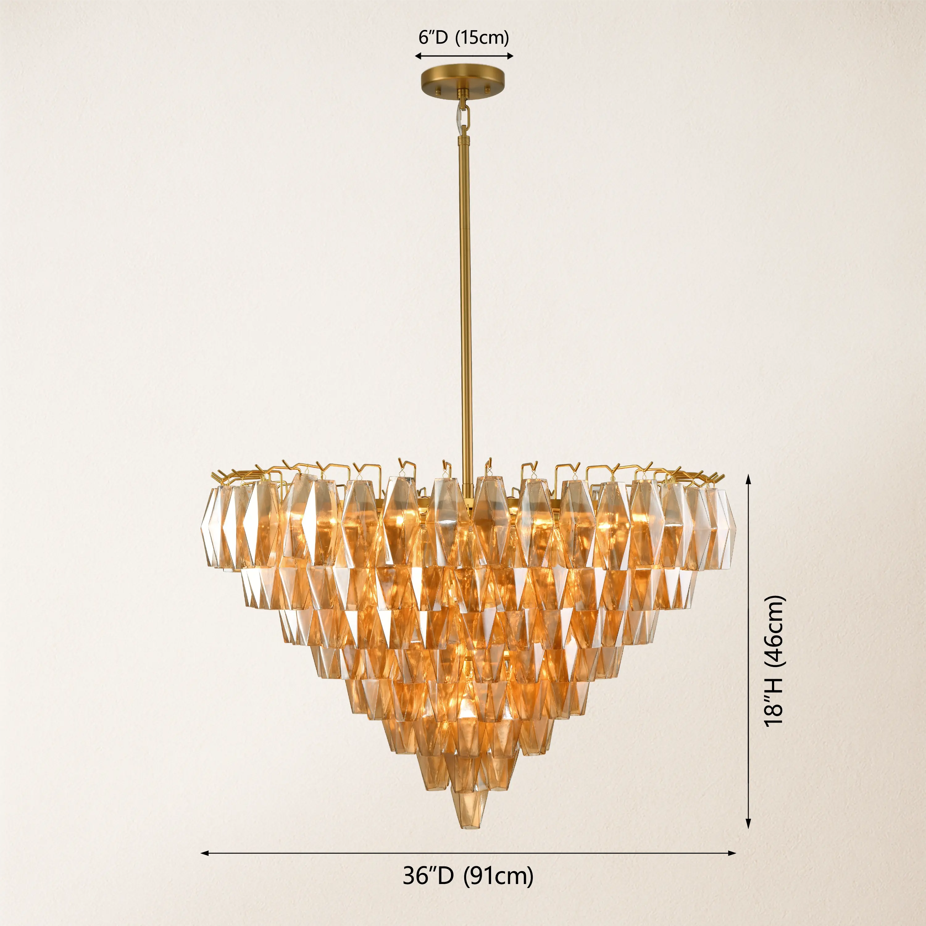 Celestial Drop Round Crystal Glass Chandelier 36"D