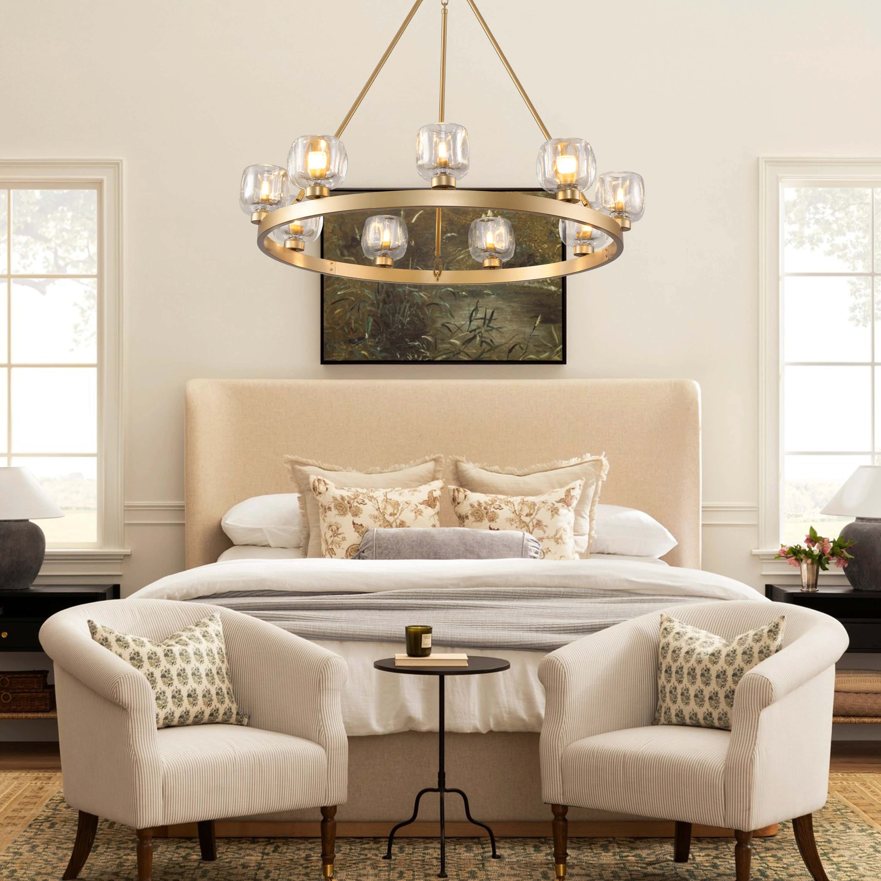 Vellum Round Chandelier 36"D#Finish_Gold