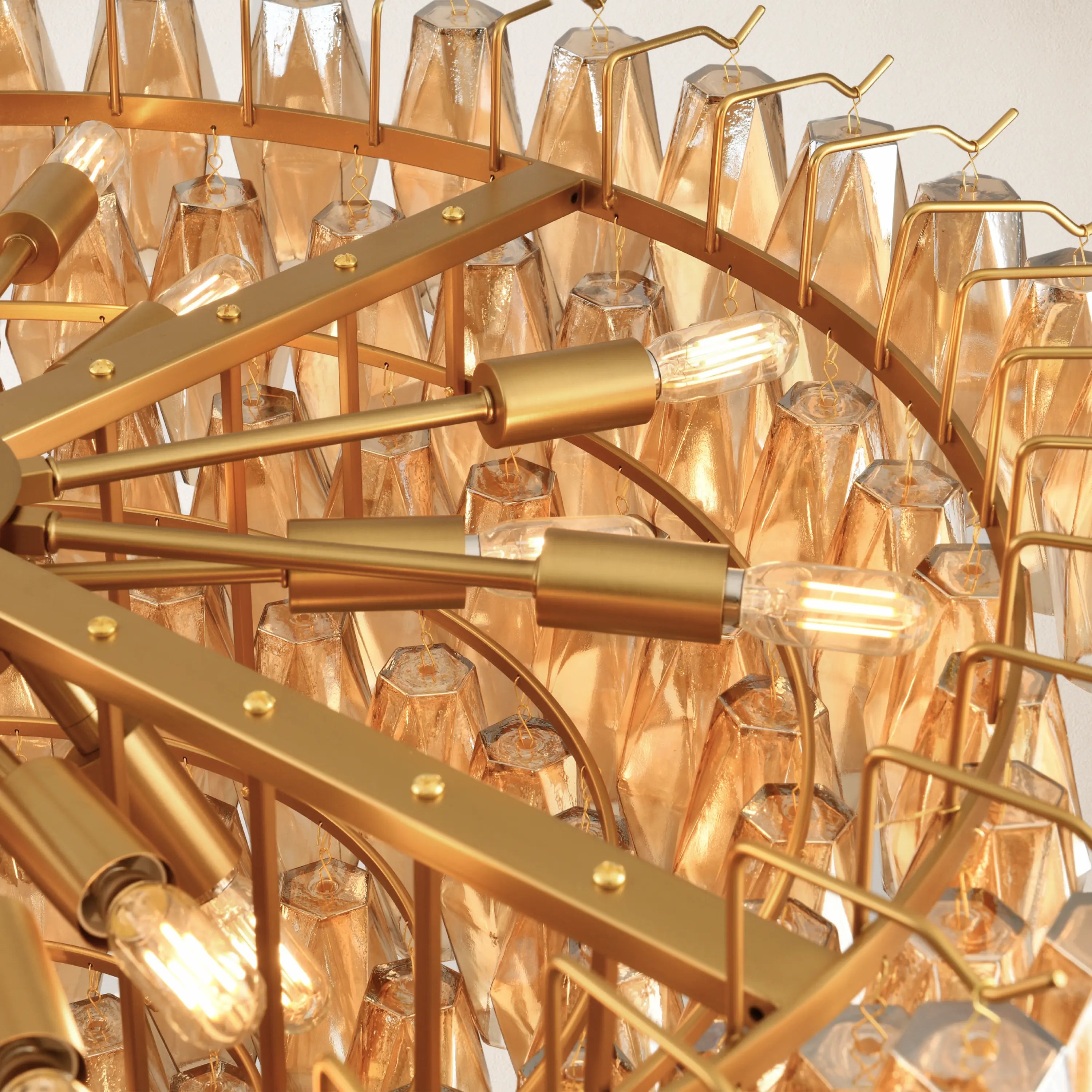 Celestial Drop Round Crystal Glass Chandelier 36"D#Finish_Gold