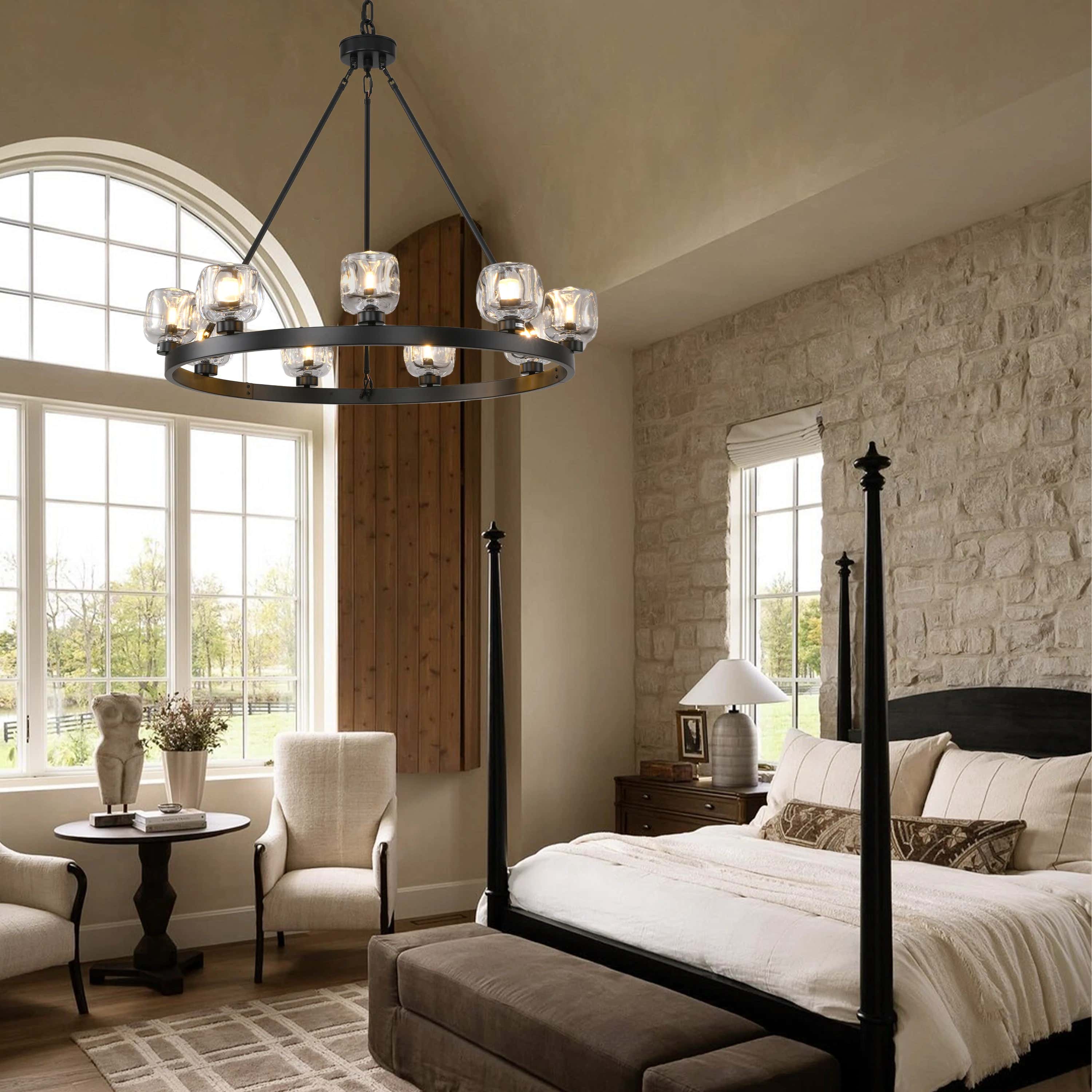 Vellum Round Chandelier 36"D#Finish_Black