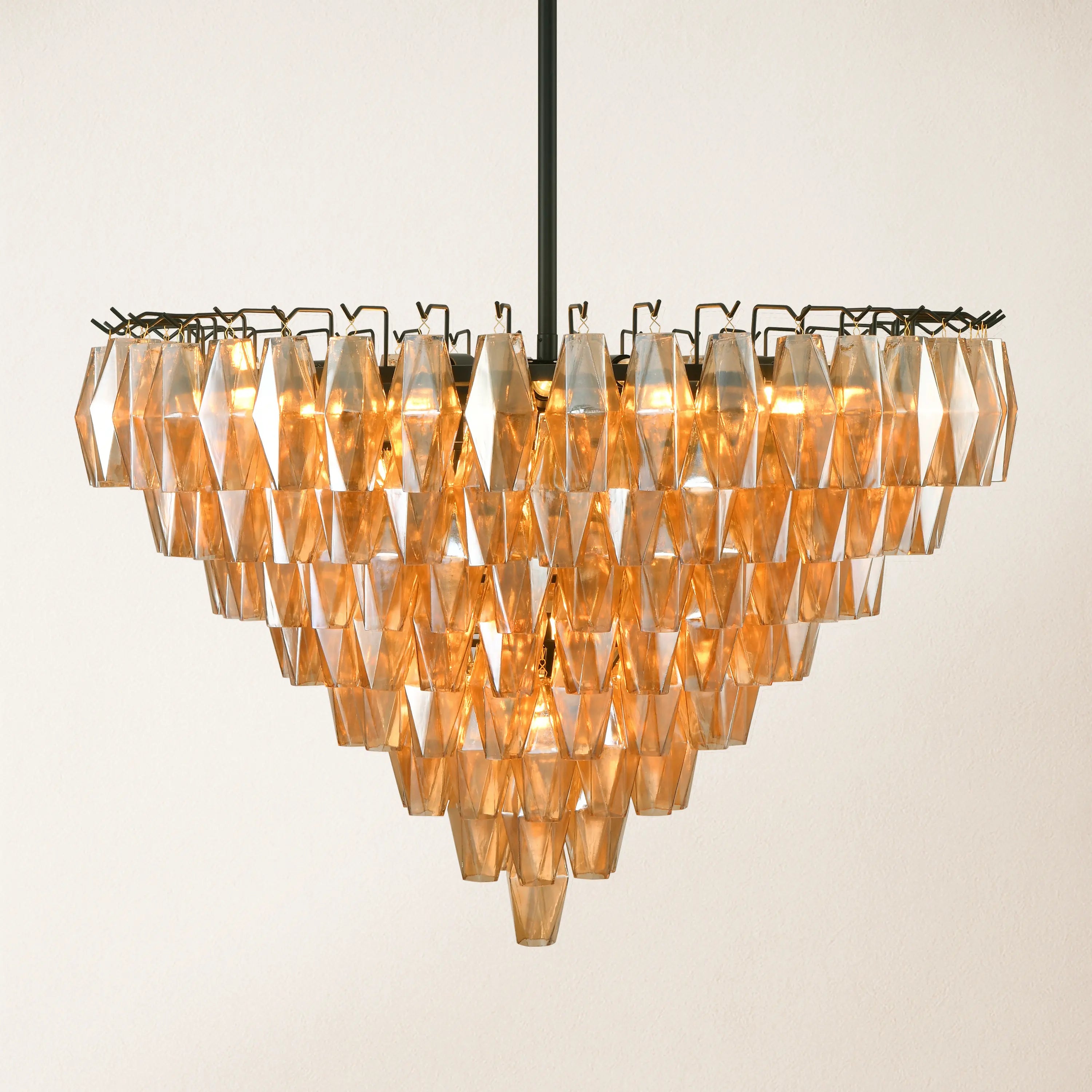 Celestial Drop Round Crystal Glass Chandelier 36"D#Finish_Black