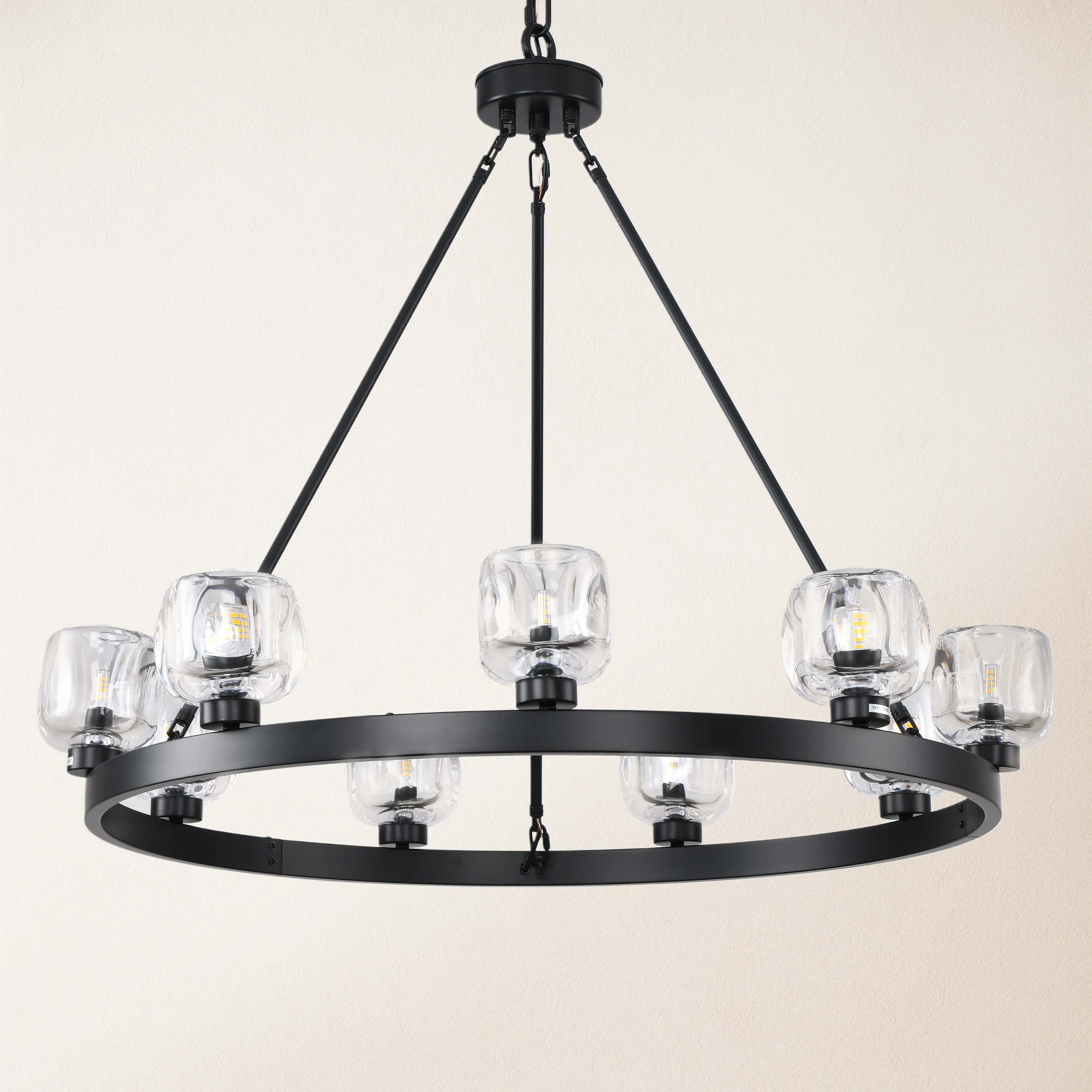 Vellum Round Chandelier 36"D#Finish_Black