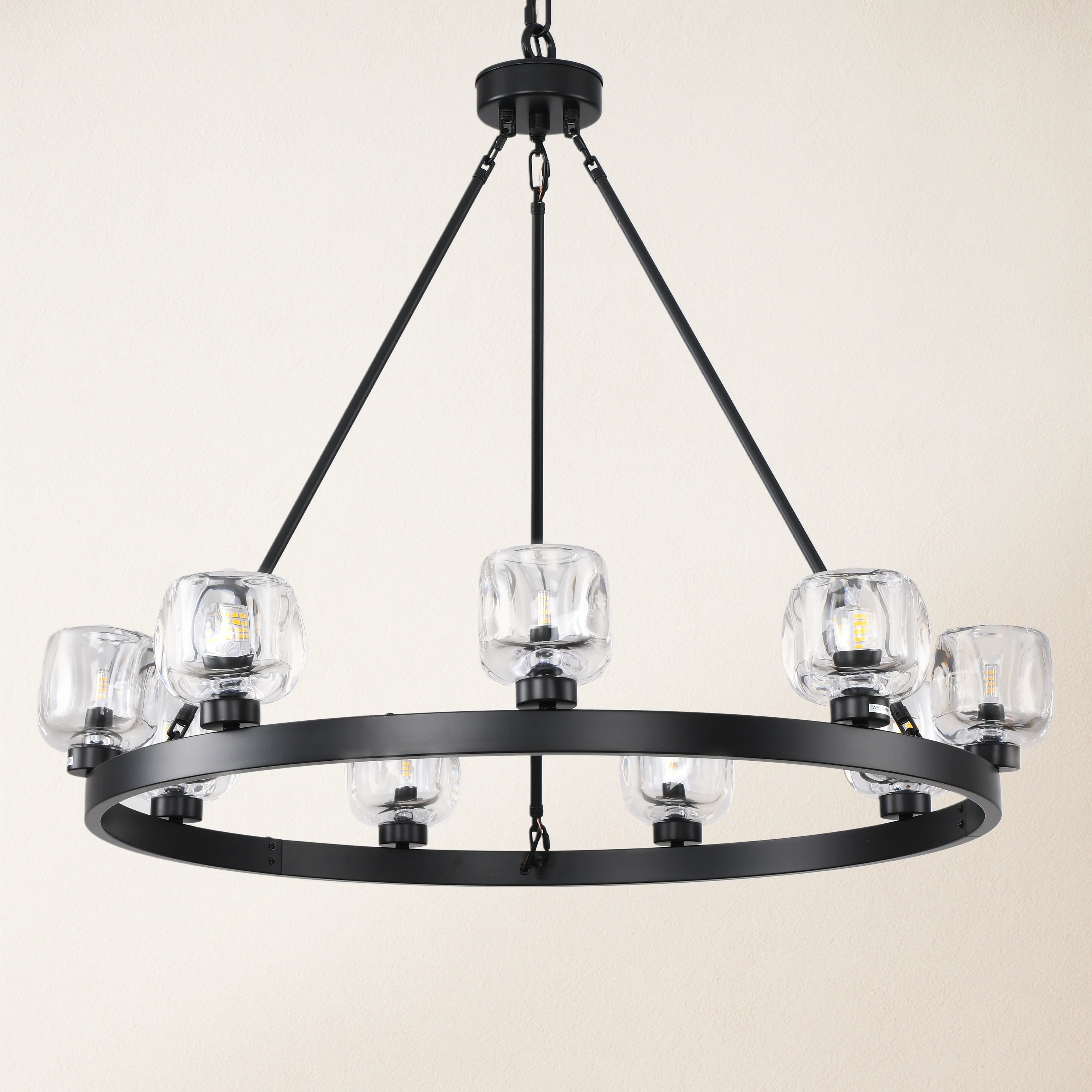 Vellum Round Chandelier 36"D#Finish_Black