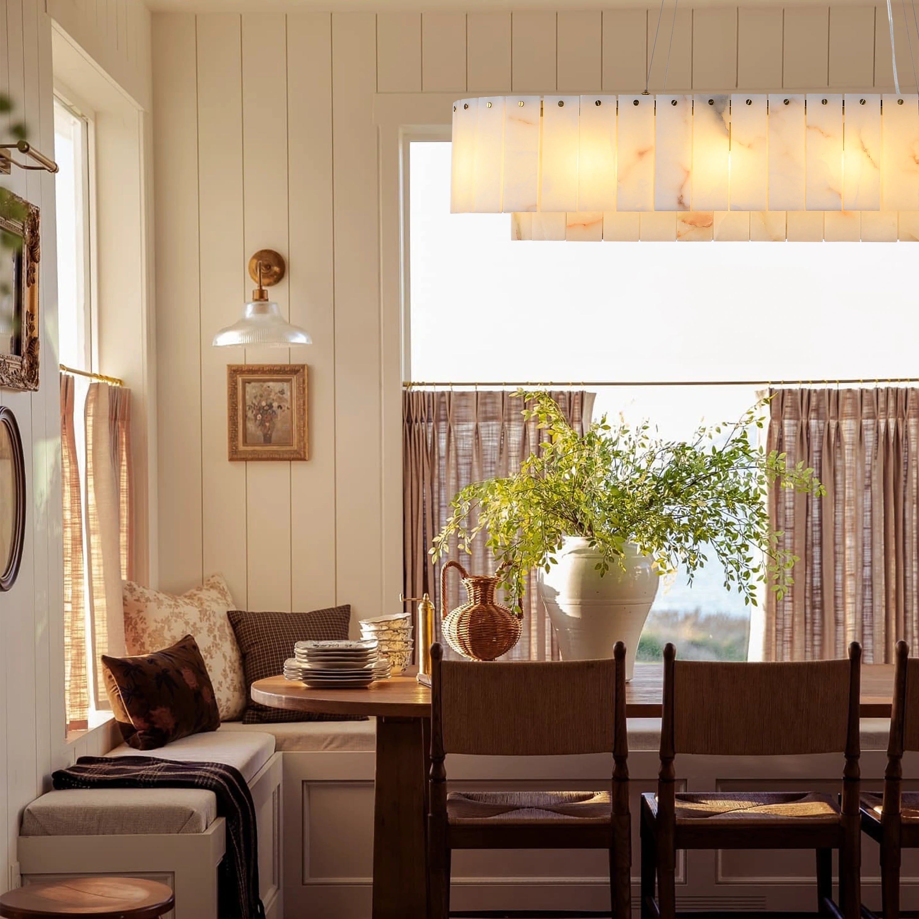 Ovaler Kronleuchter Sawyer Alabaster, 40 Zoll