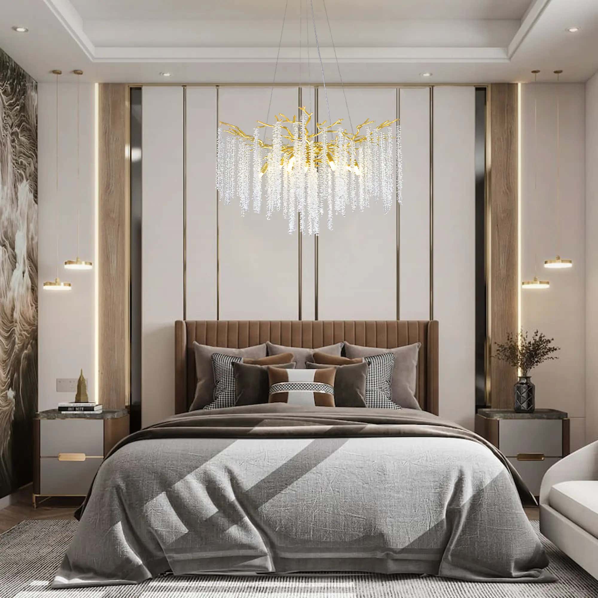 Snow Tree Branch Crystal Chandelier 30"D#Finish_Gold