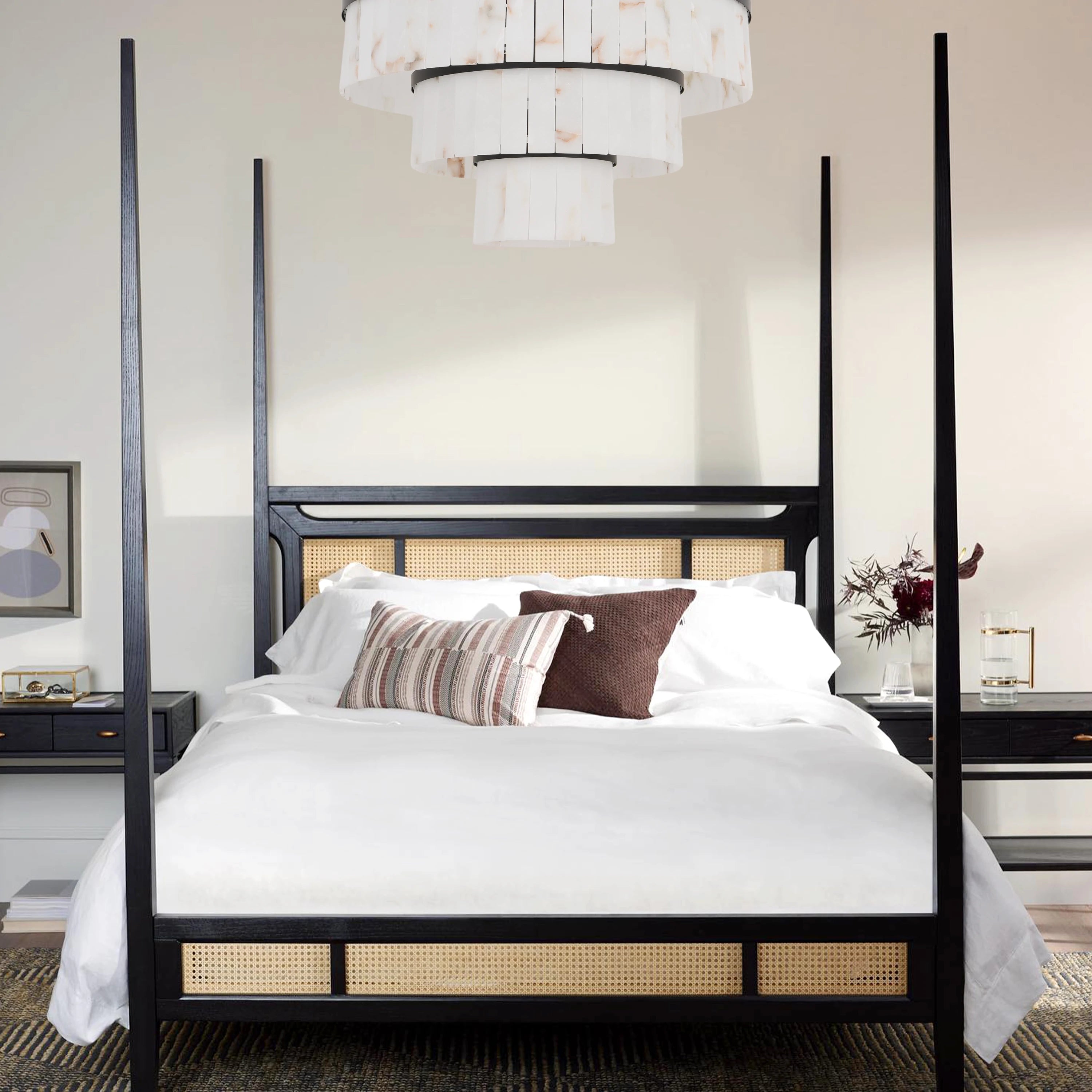 Solmare Alabaster Round Chandelier 34"#Finish_Black