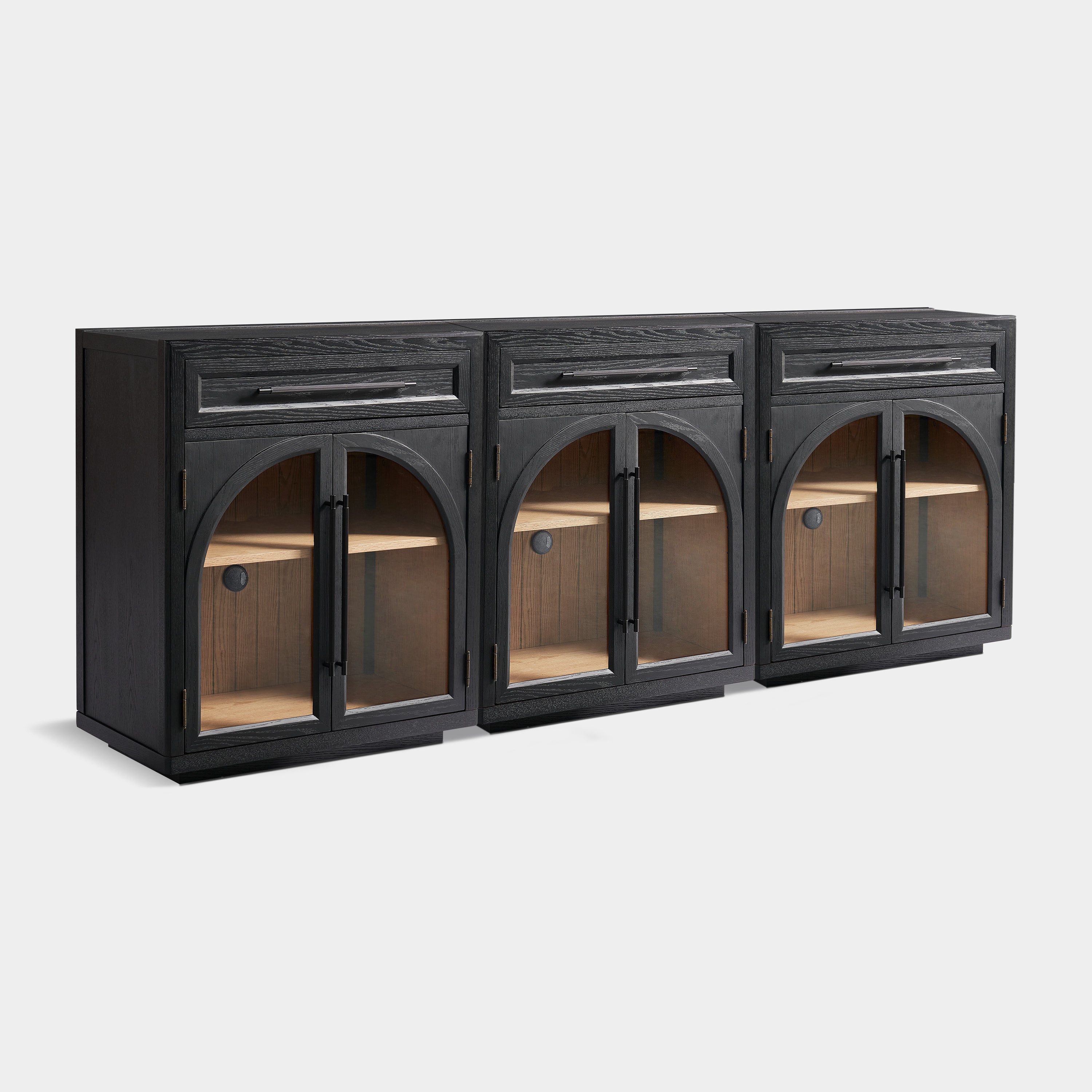 Alvar gewölbtes 96" Sideboard aus Eiche mit Schubladen (3er-Set)