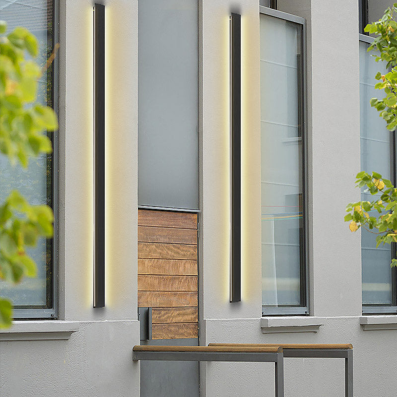 LED Lange Lineare Wasserdichte Schwarze Minimalistische Außenwandleuchten Aus Metall