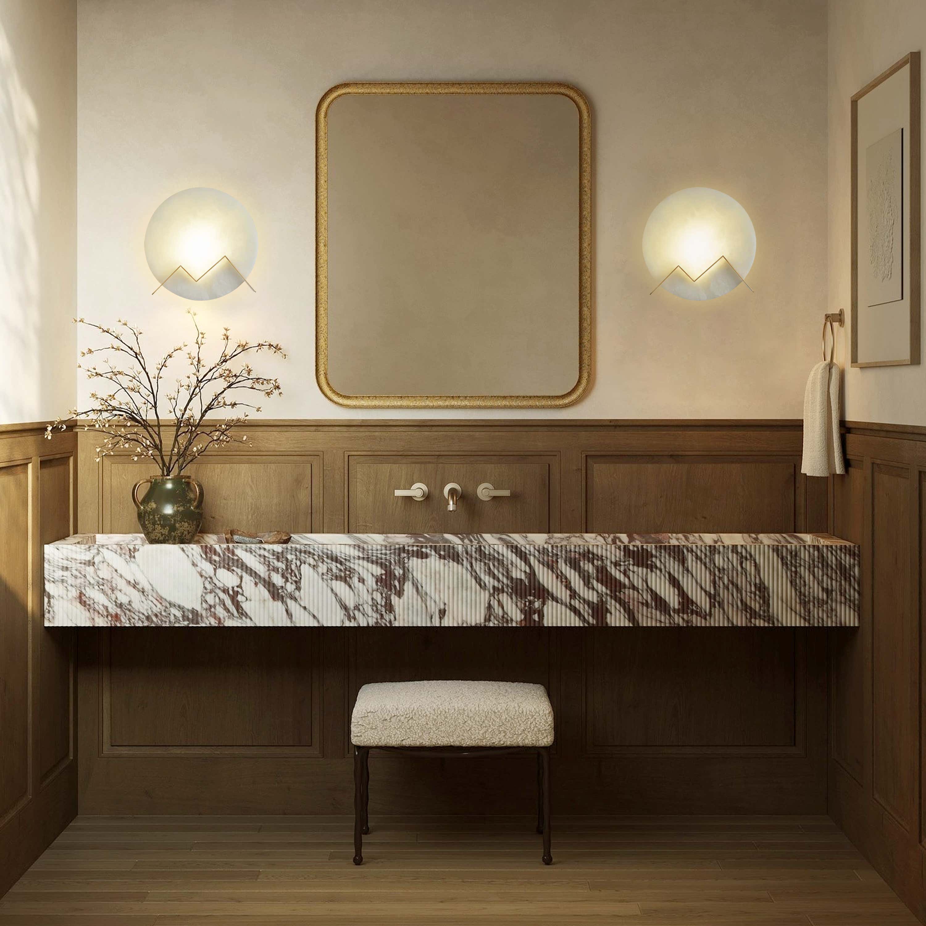 M Letter Alabaster Dish Wall Sconce 7.9"D