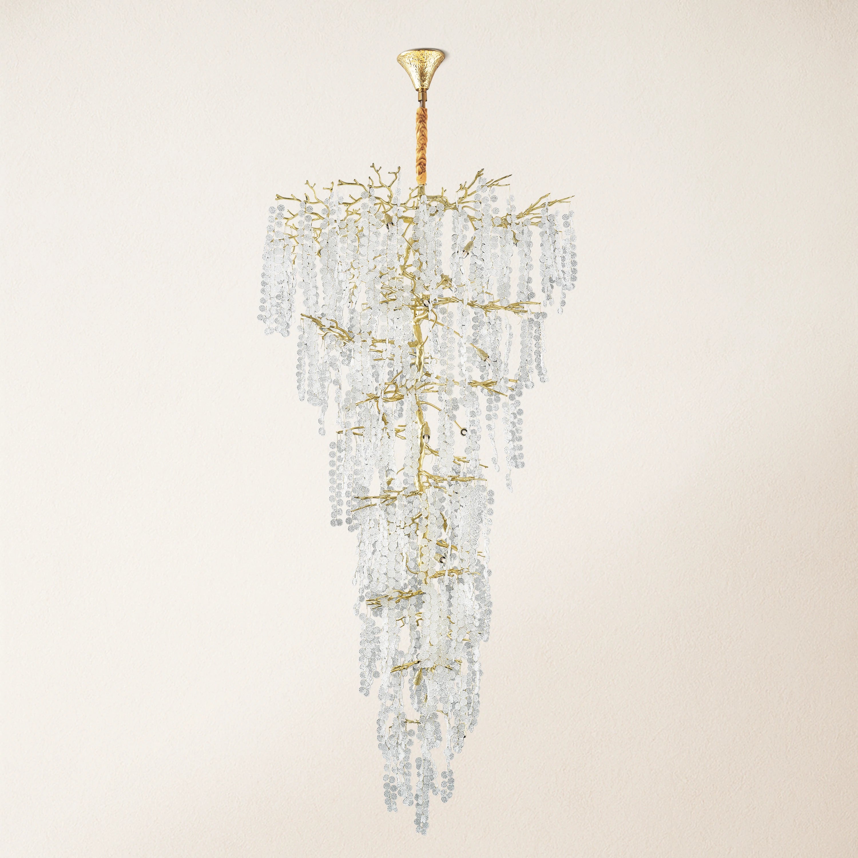 Shiro Noda Kristall-Baumzweig-Kronleuchter, rund, 241,3 cm