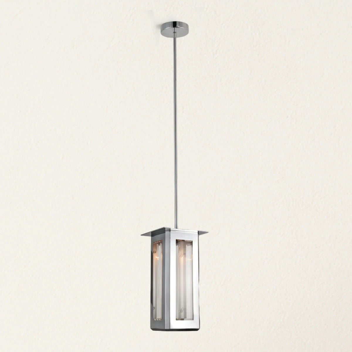 Baluster Rectangle Glass Pendant 7"W#Finish_Silver