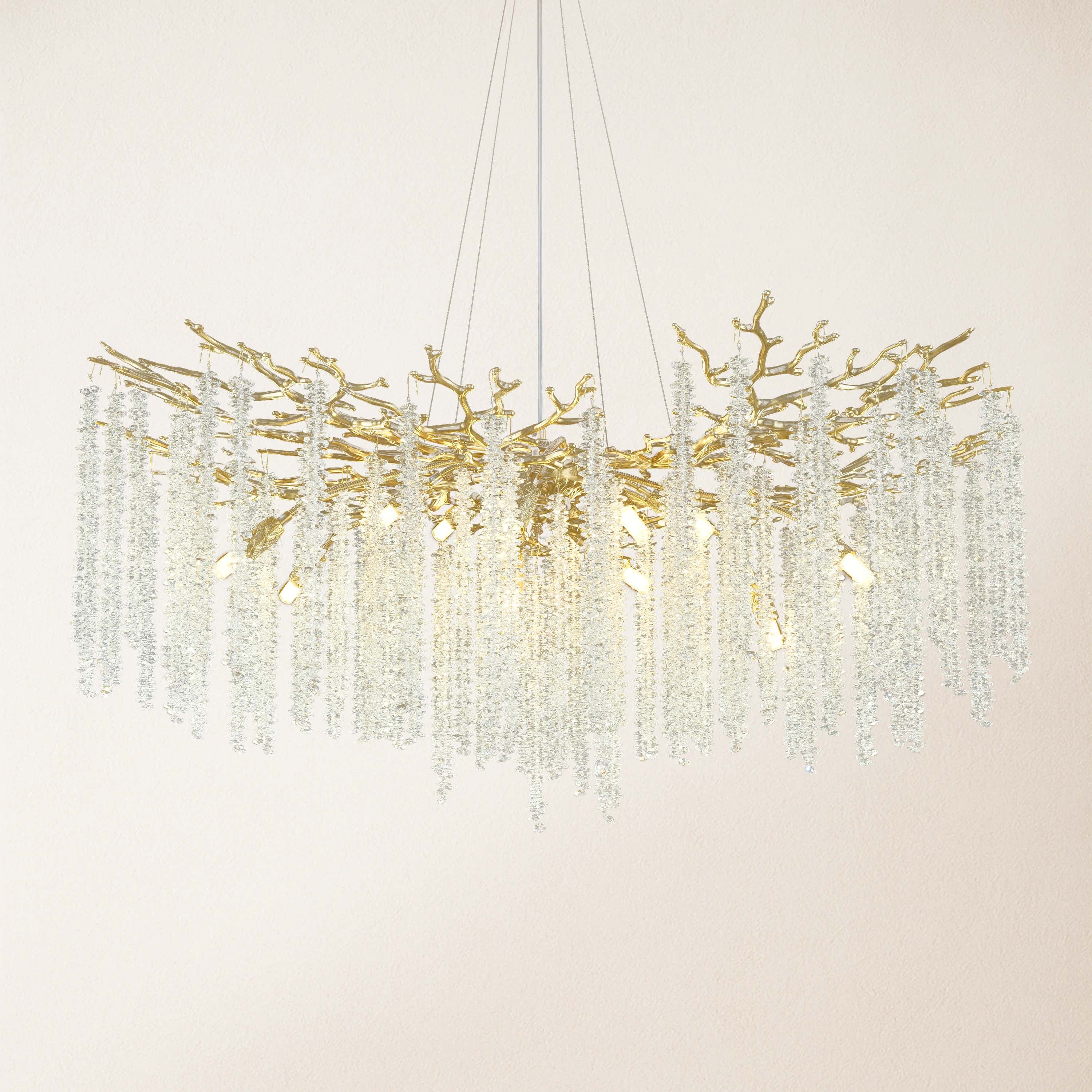 Snow Tree Branch Crystal Chandelier 40"D#Finish_Gold