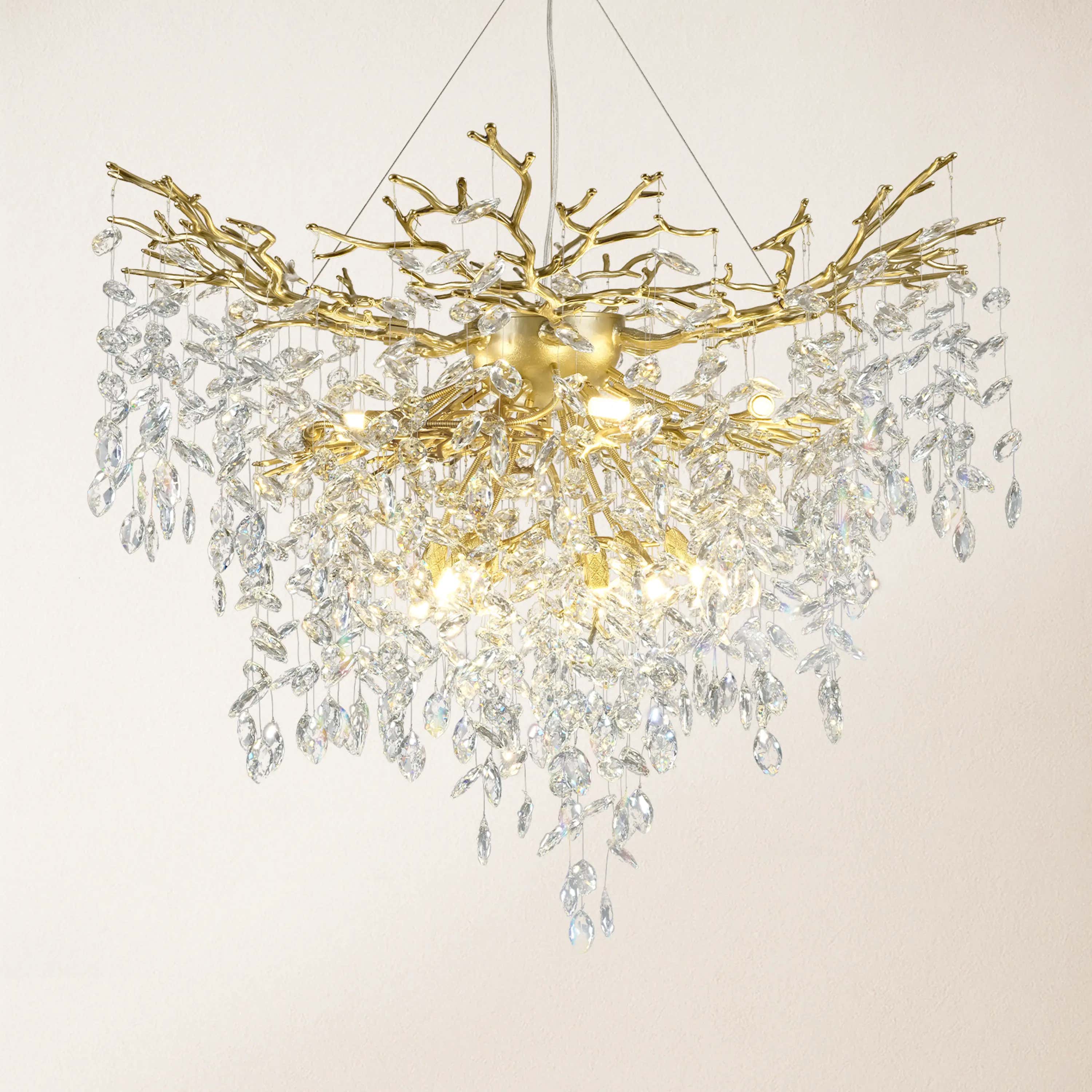 Frostleaf Crystal Grand Cascade Branches Chandelier 40"D
