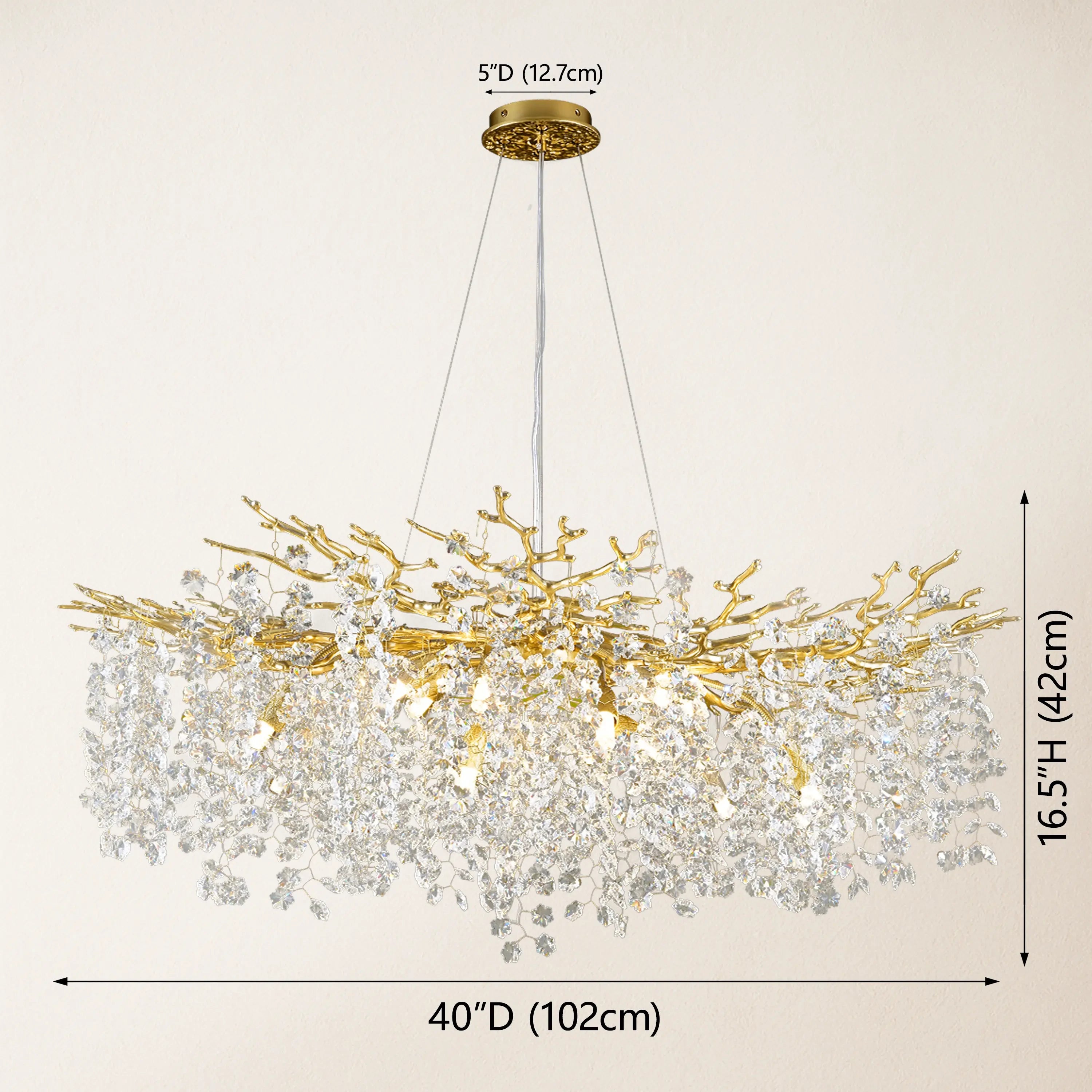 Lustre Branches Kristall-Kronleuchter, rund, für alle Räume, 40 Zoll