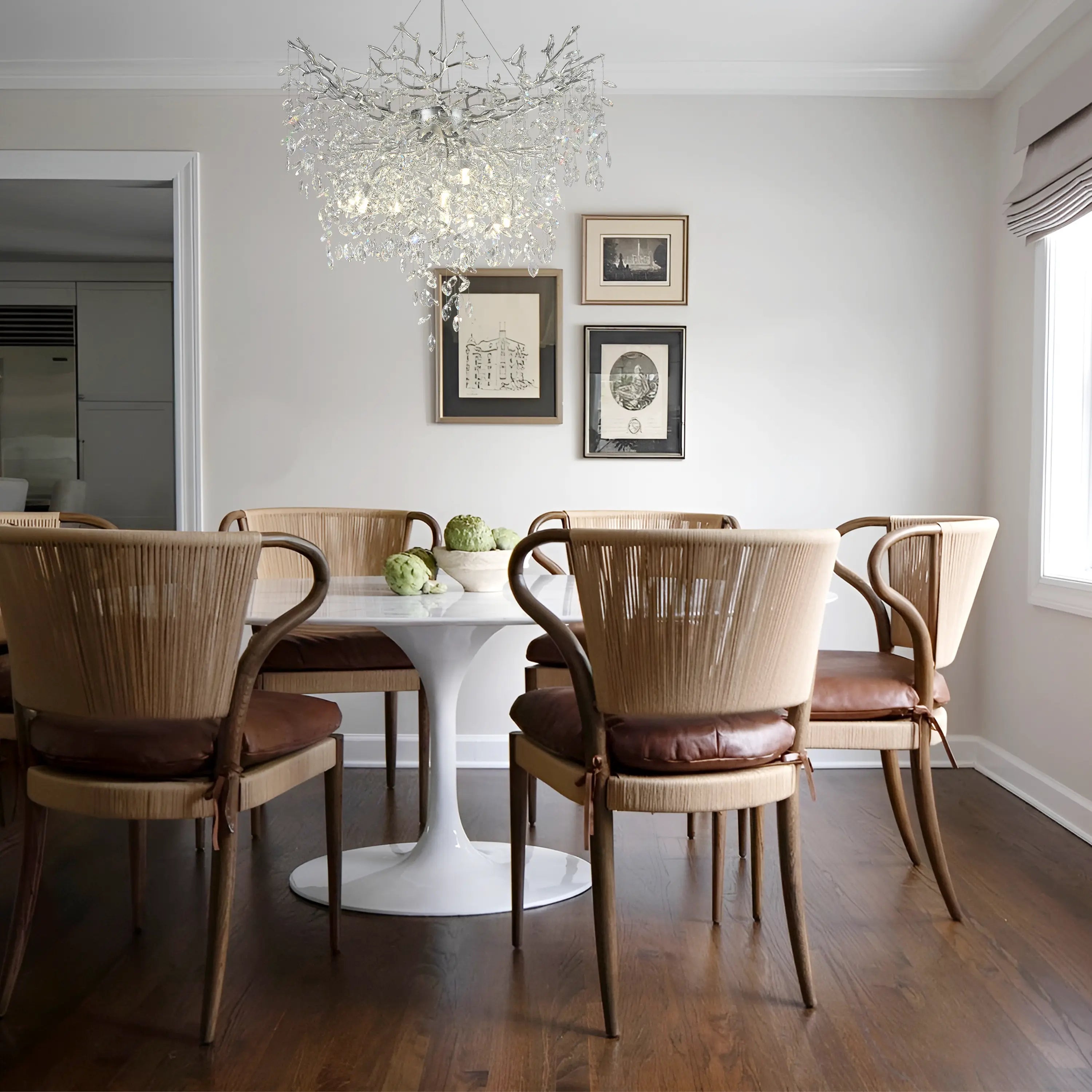 Frostleaf Crystal Grand Cascade Branches Chandelier 40"D#Finish_Silver