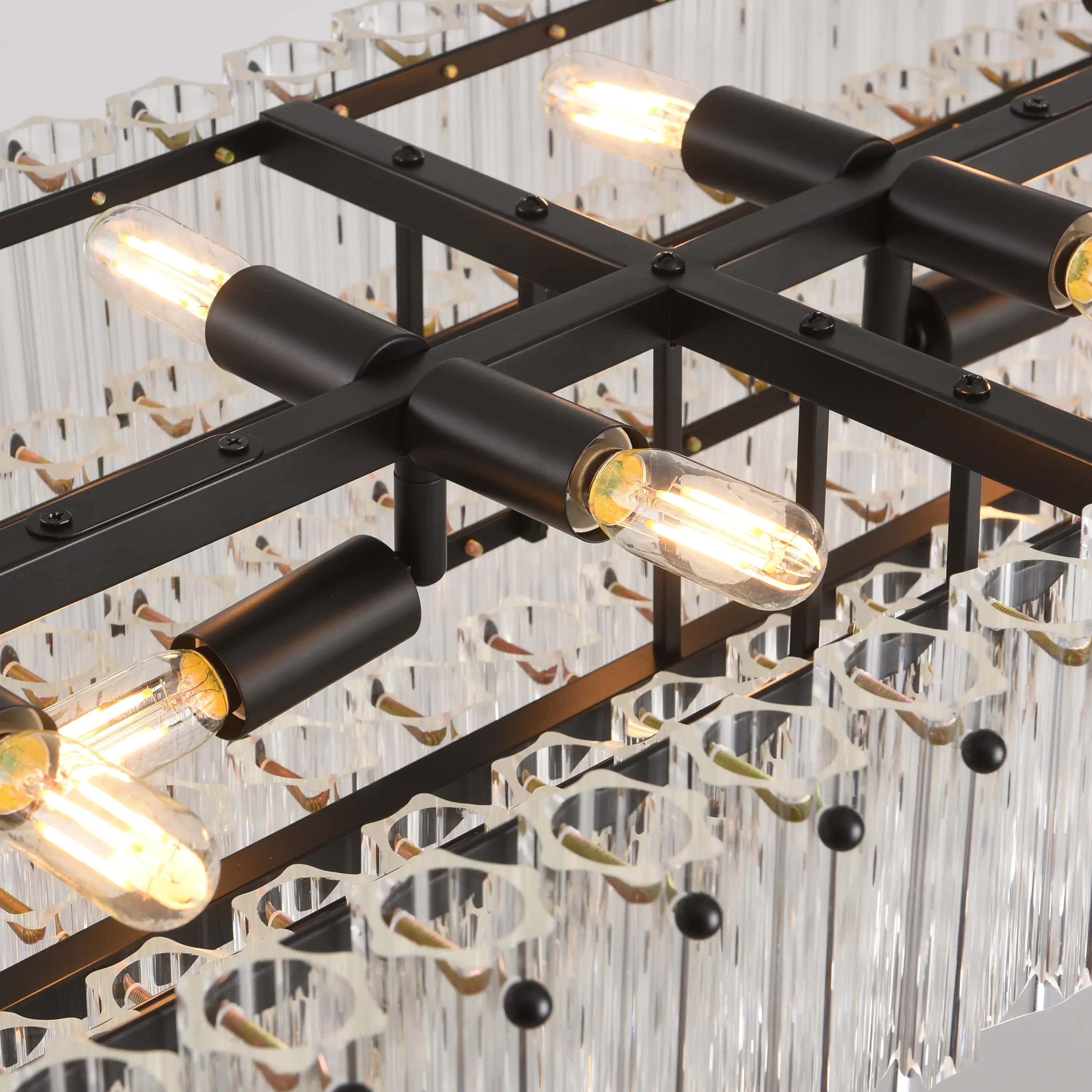 Ethereal Radiance Rechteckiger Kristall-Kronleuchter, 109,2 cm lang