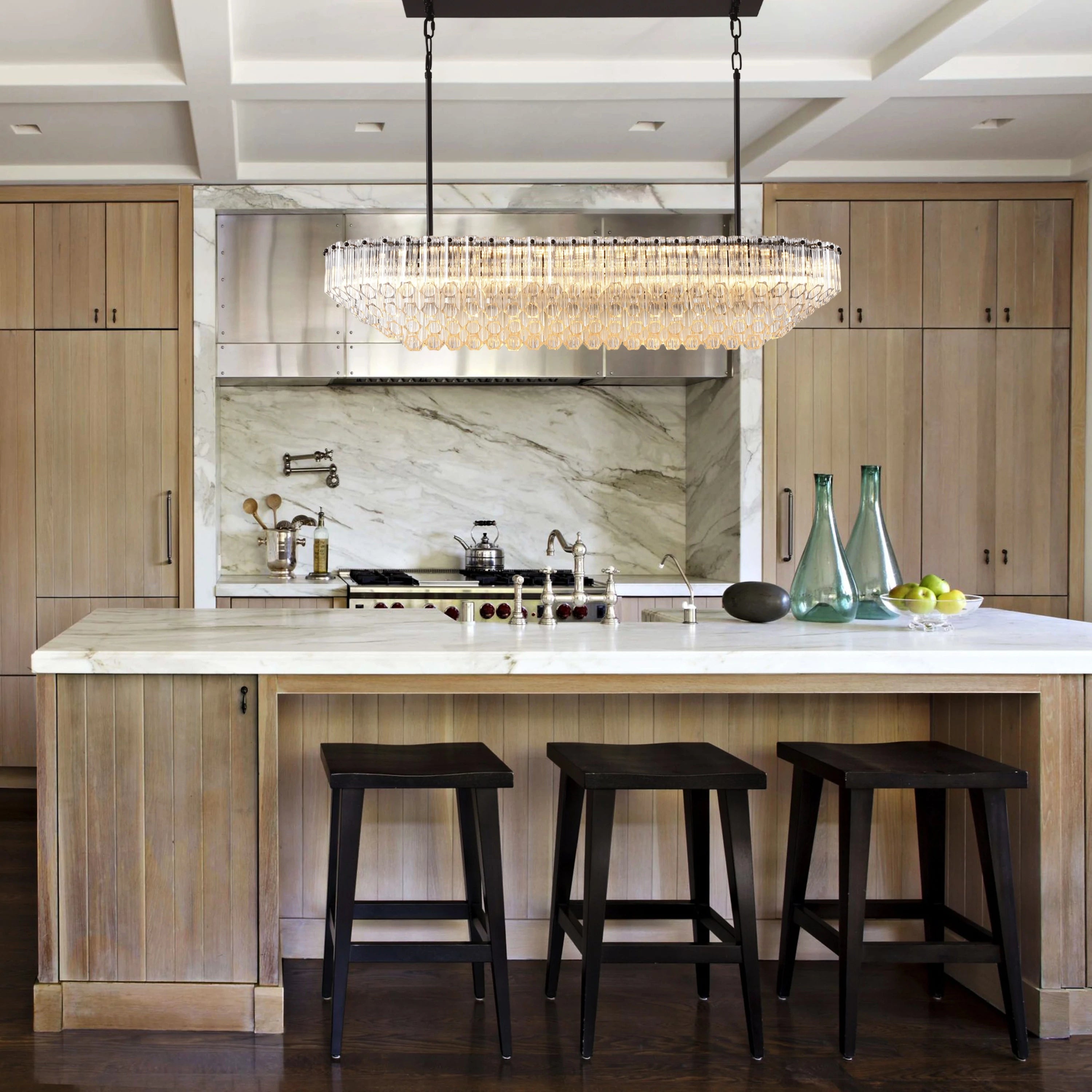 Ethereal Radiance Rechteckiger Kristall-Kronleuchter, 109,2 cm lang