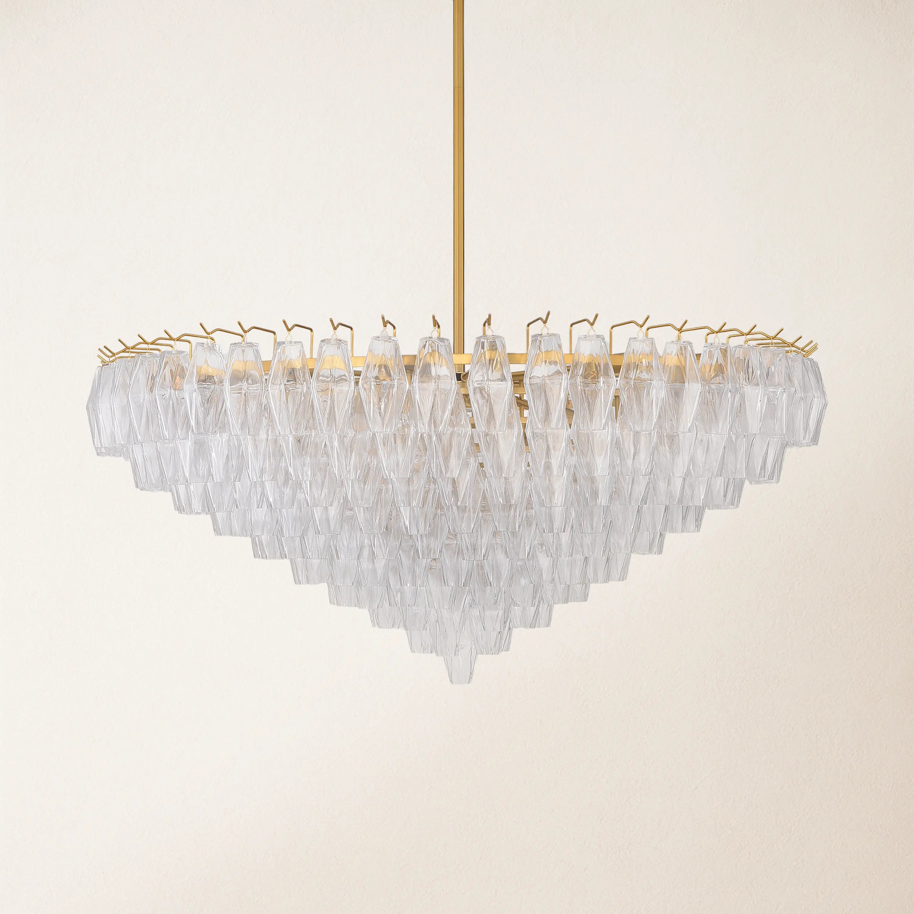 Celestial Drop Round Crystal Glass Chandelier 48"D#Glass-Color_Clear