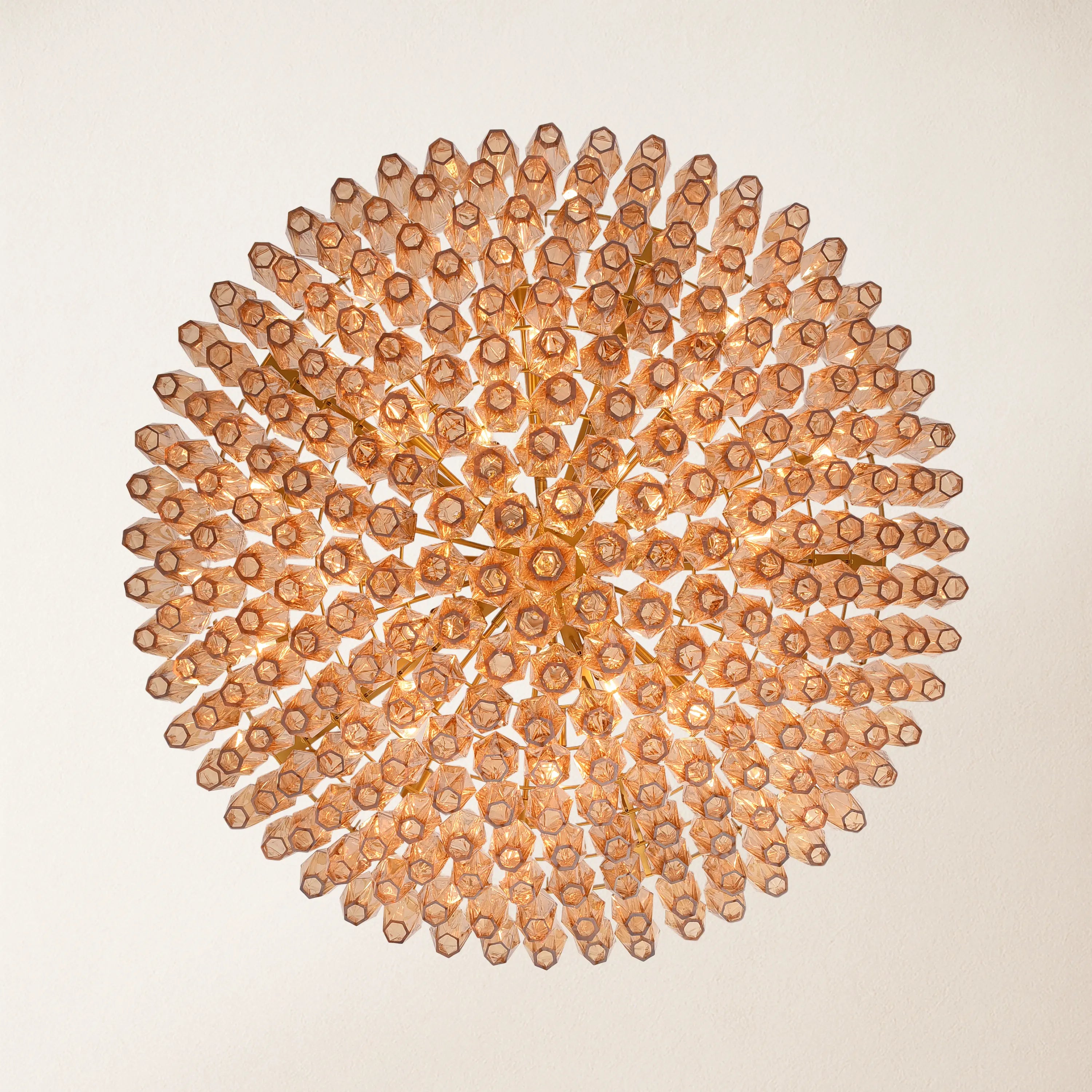 Celestial Drop Round Crystal Glass Chandelier 48"D#Glass-Color_Amber