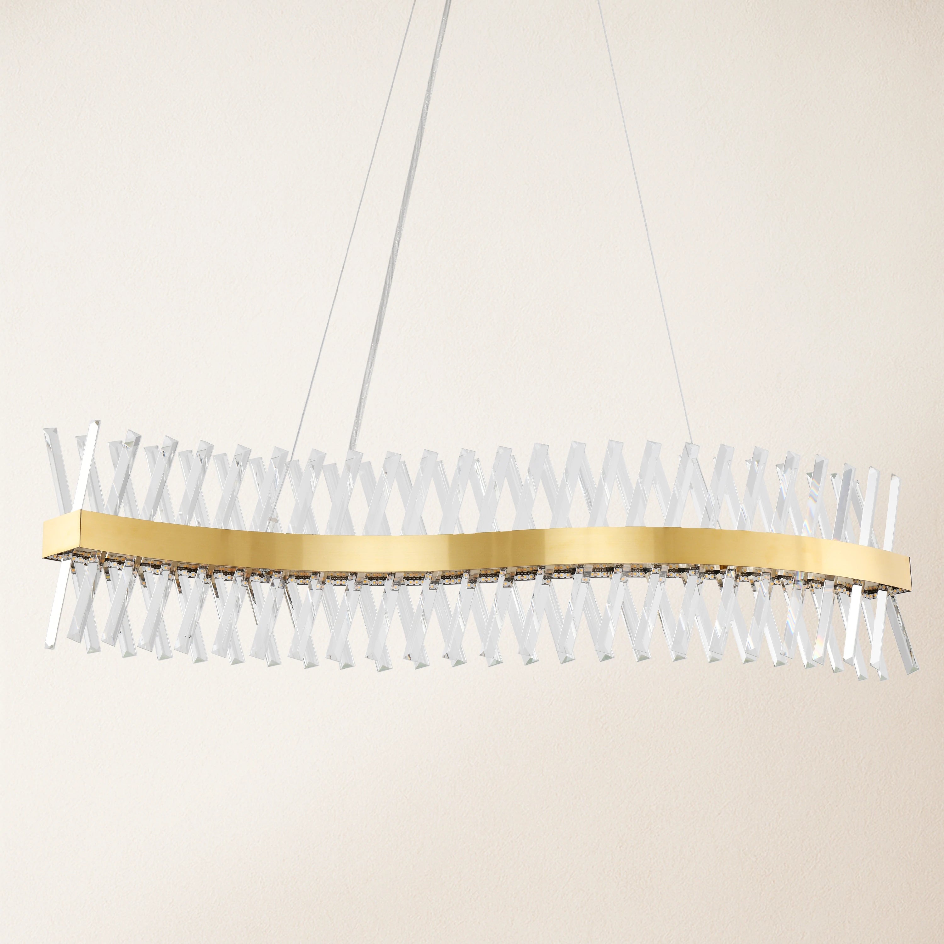 Rechteckiger Kronleuchter aus Vetro-Prismenkristall, 120 cm breit