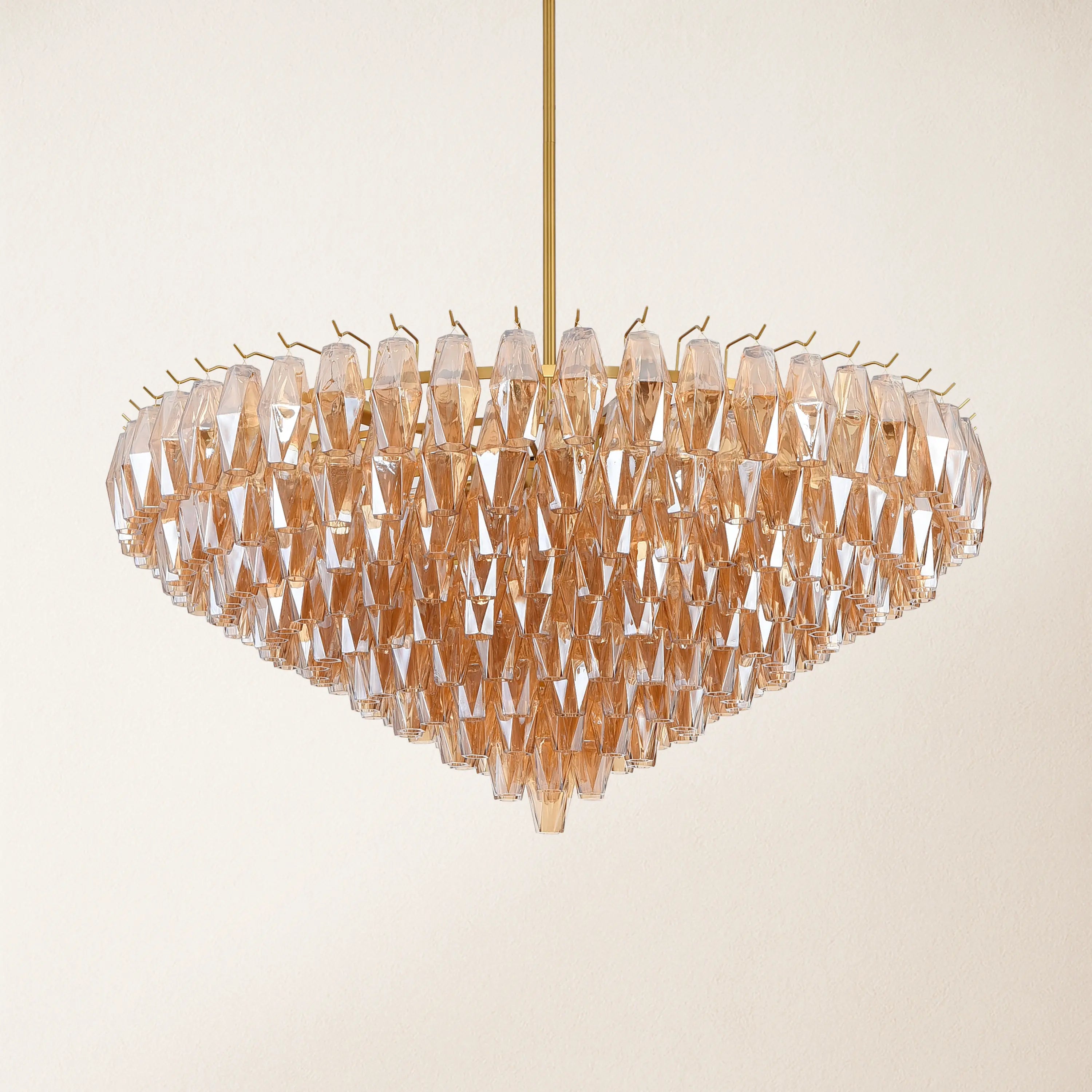 Celestial Drop Round Crystal Glass Chandelier 48"D#Glass-Color_Amber