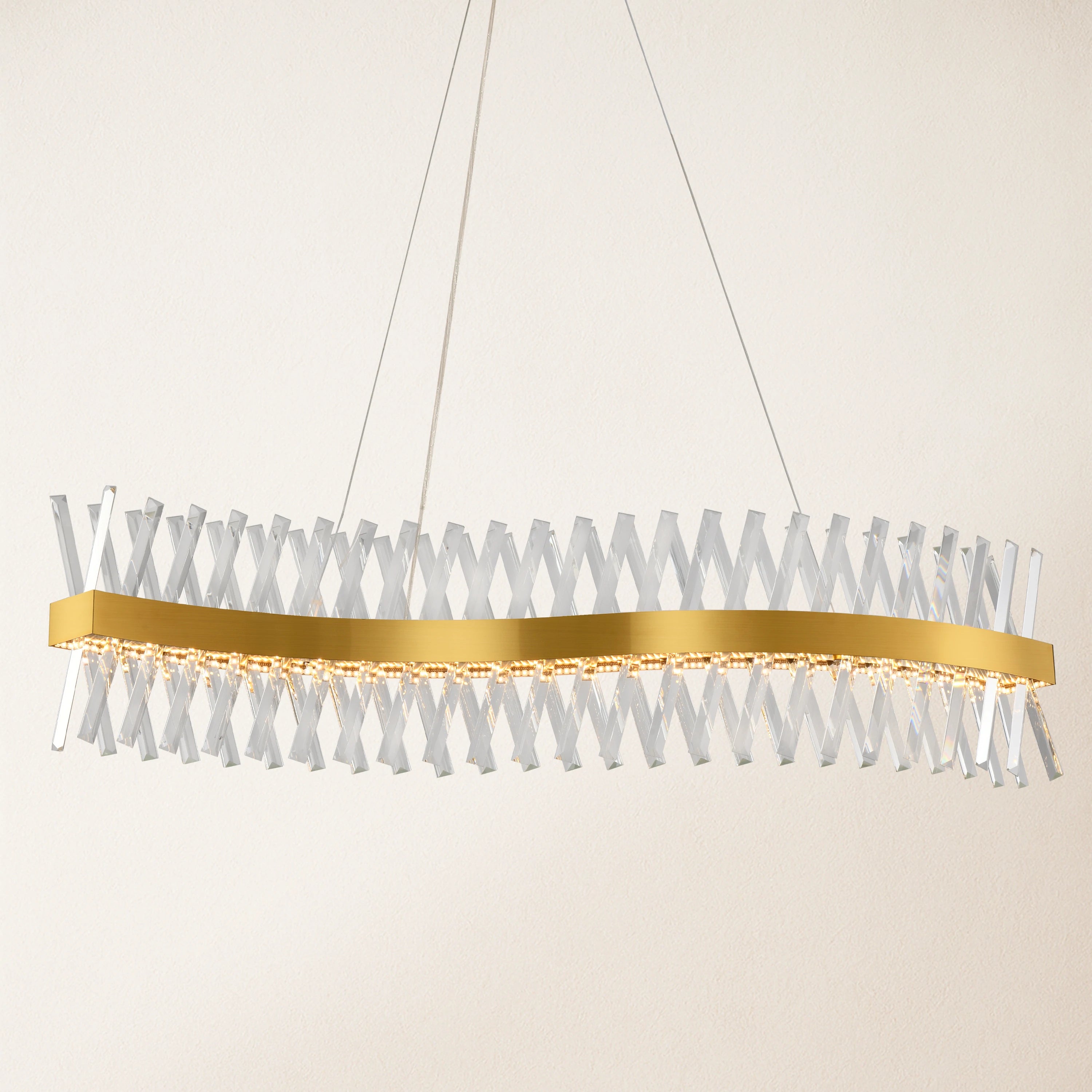 Rechteckiger Kronleuchter aus Vetro-Prismenkristall, 120 cm breit