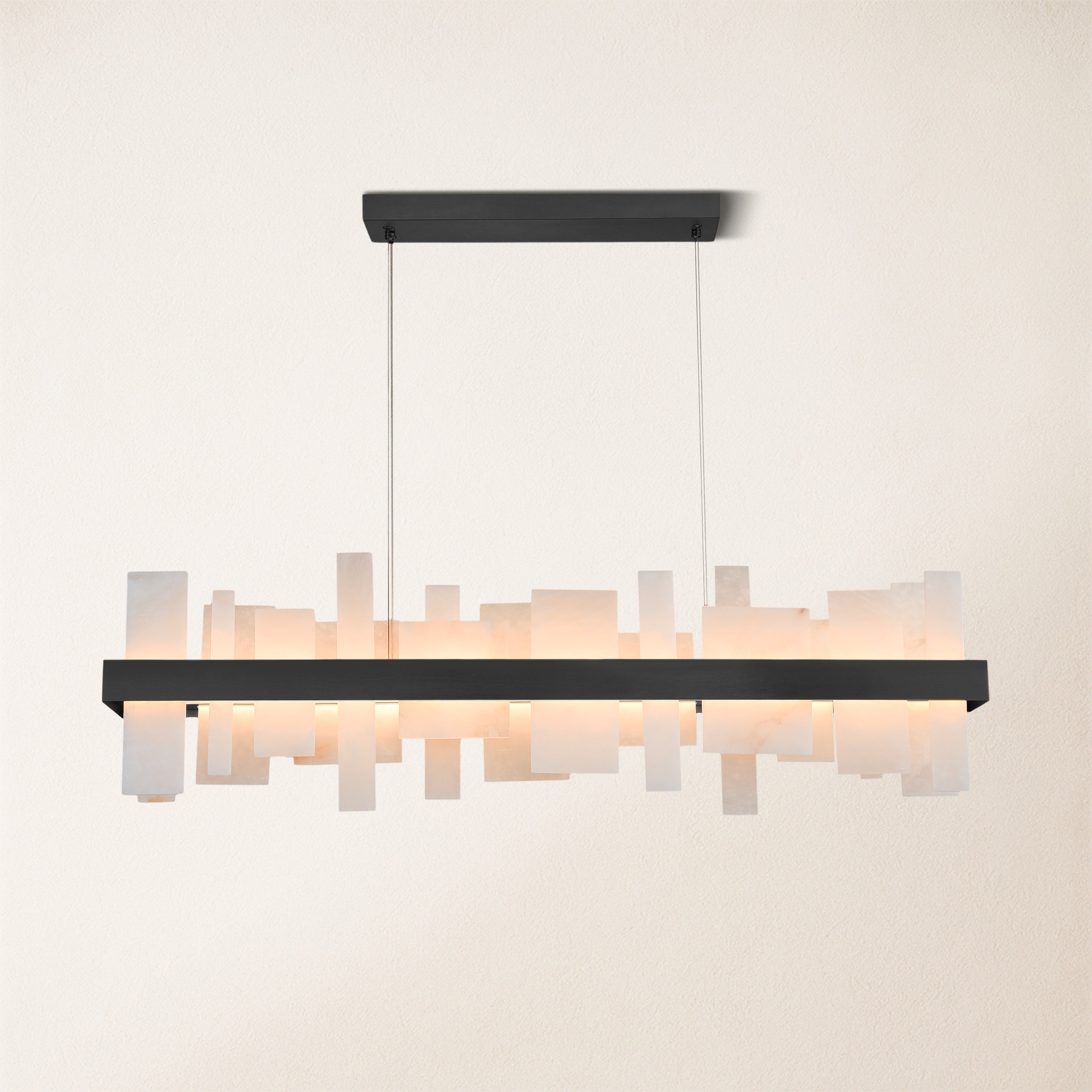 Nocturne Alabaster Rectangular Chandelier 48"
