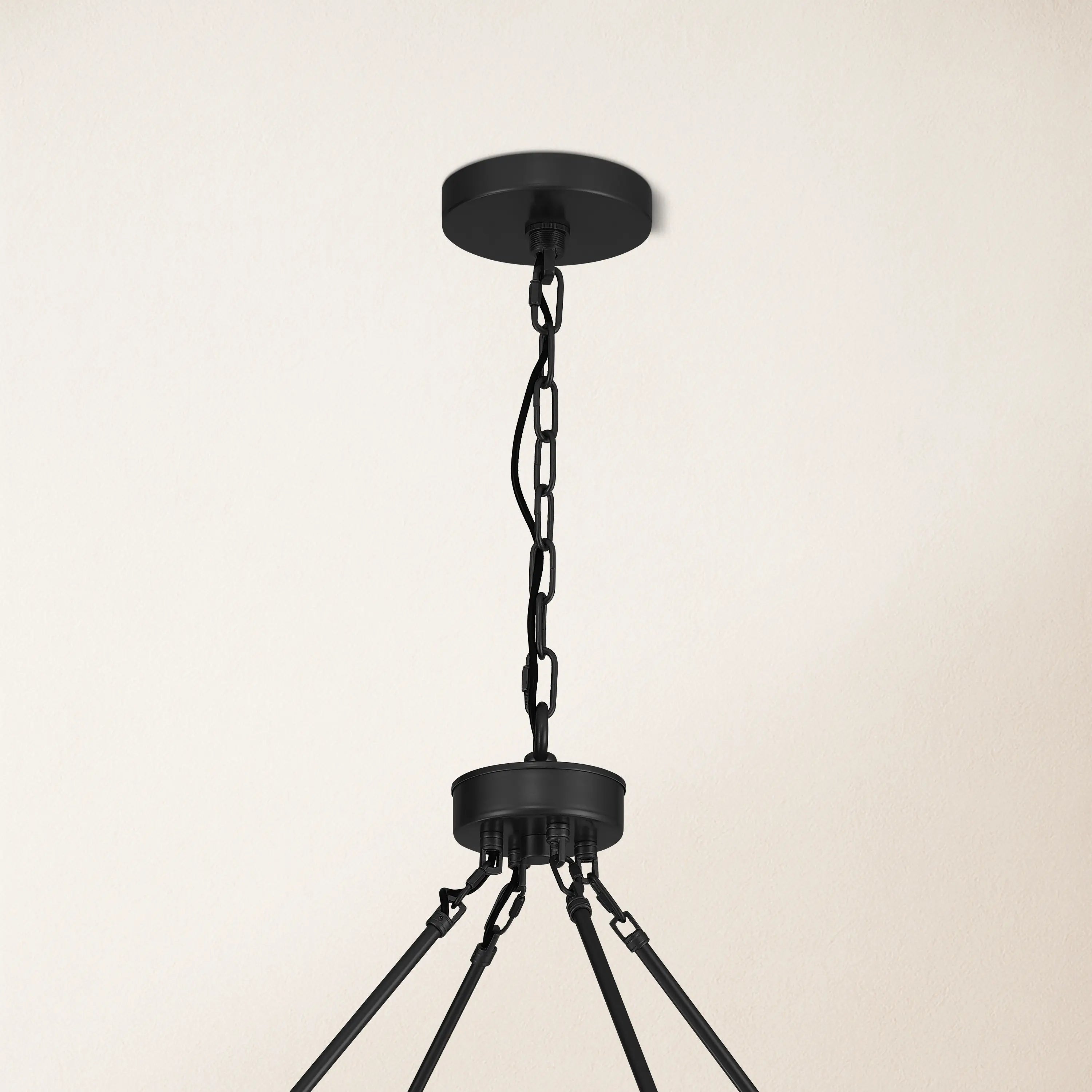 Cylora Glass Tube 2-Tier Round Chandelier 48"D#Finish_Black