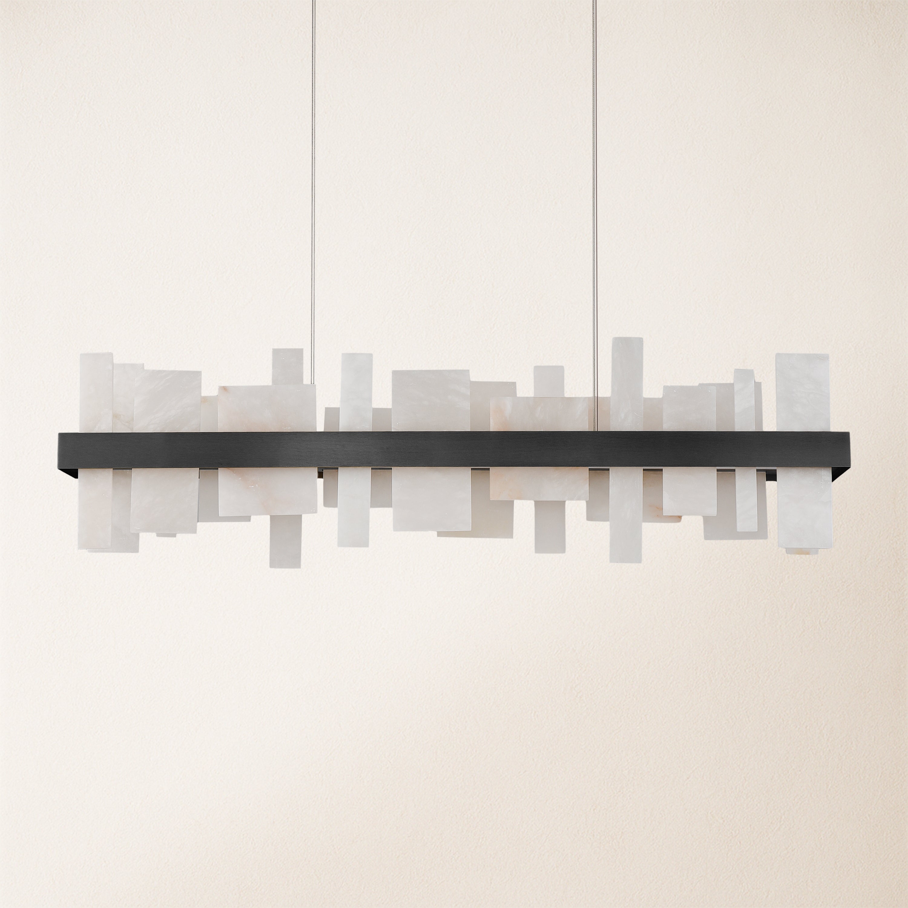 Nocturne Alabaster Rectangular Chandelier 48"