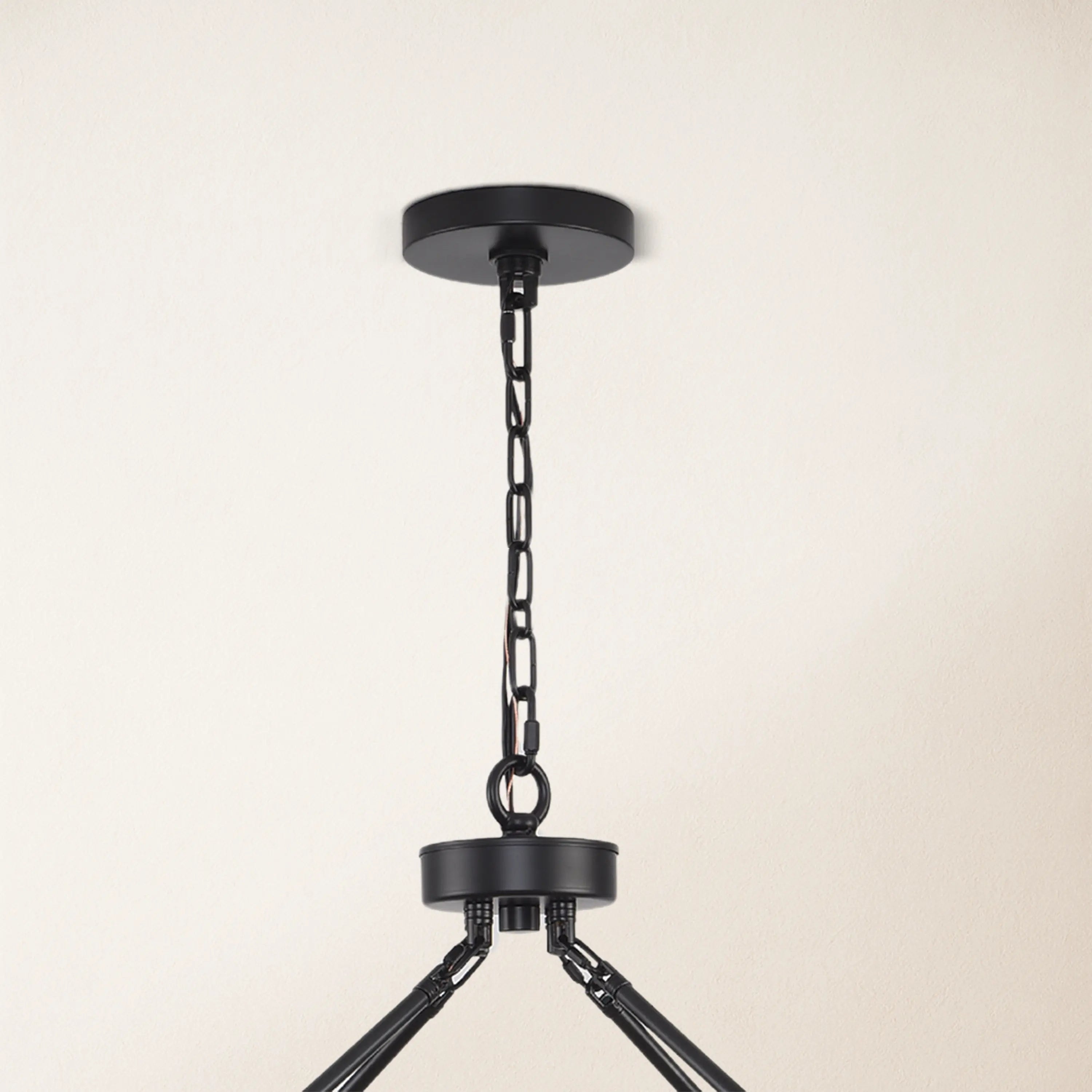 Cylora Glass Tube Round Chain Chandelier 48"D#Finish_Black