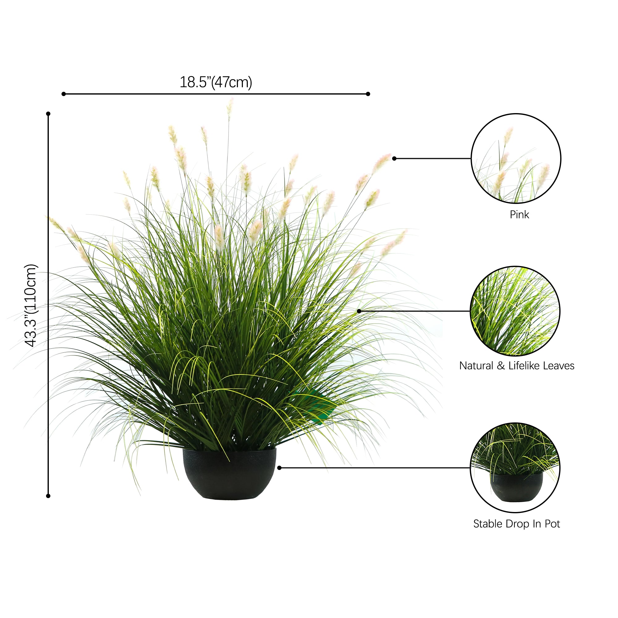 Künstliche Raupe mit 36 Köpfen und gebogenem und geradem Zwiebelgras-Bonsai, 23,9 cm hoch