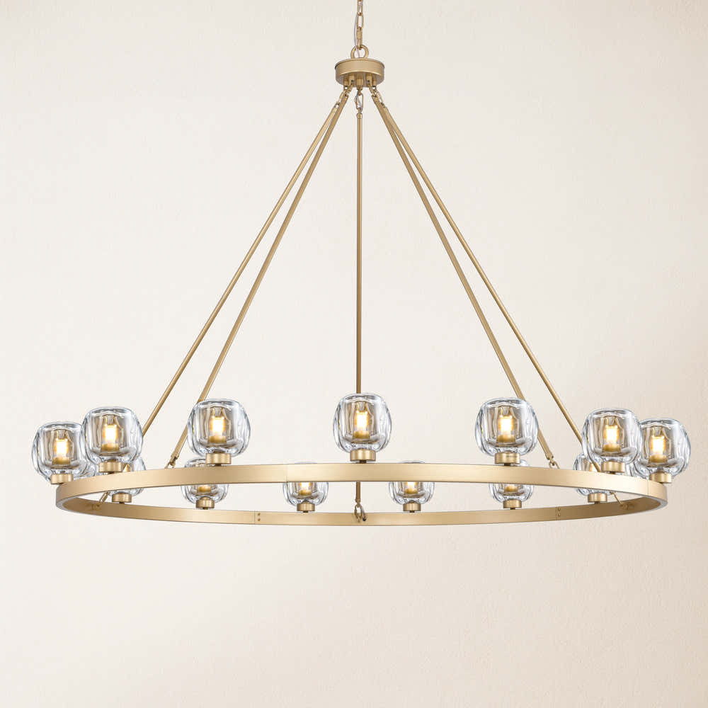 Vellum Crystal Round Chandelier 59"D#Finish_Gold
