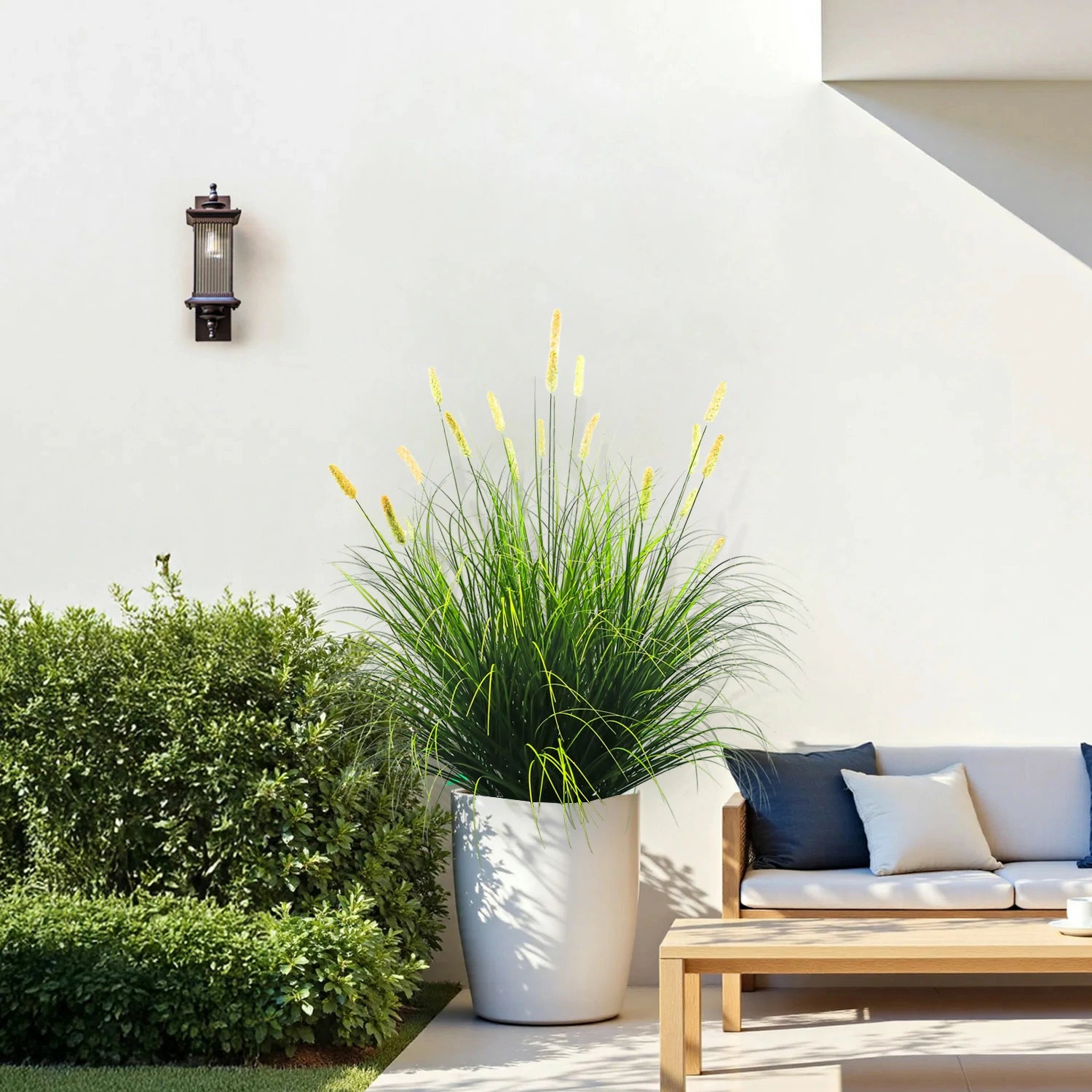 Artificial 20-Head Short Pine Grass with Curved-Straight Onion Grass Bonsai 43"H