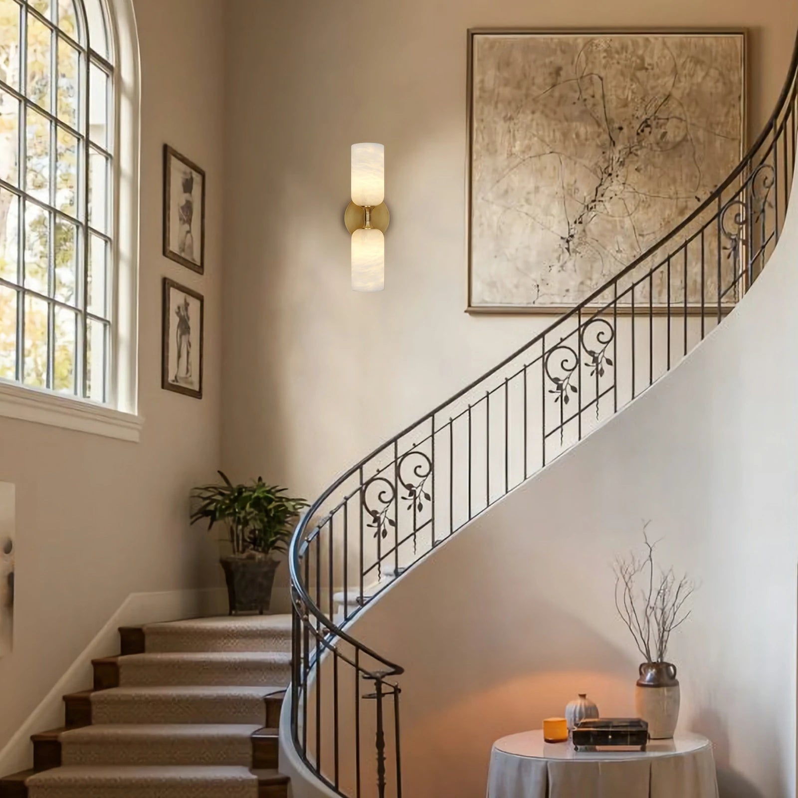 Axis Alabaster Wall Sconce 14"H#Finish_Gold