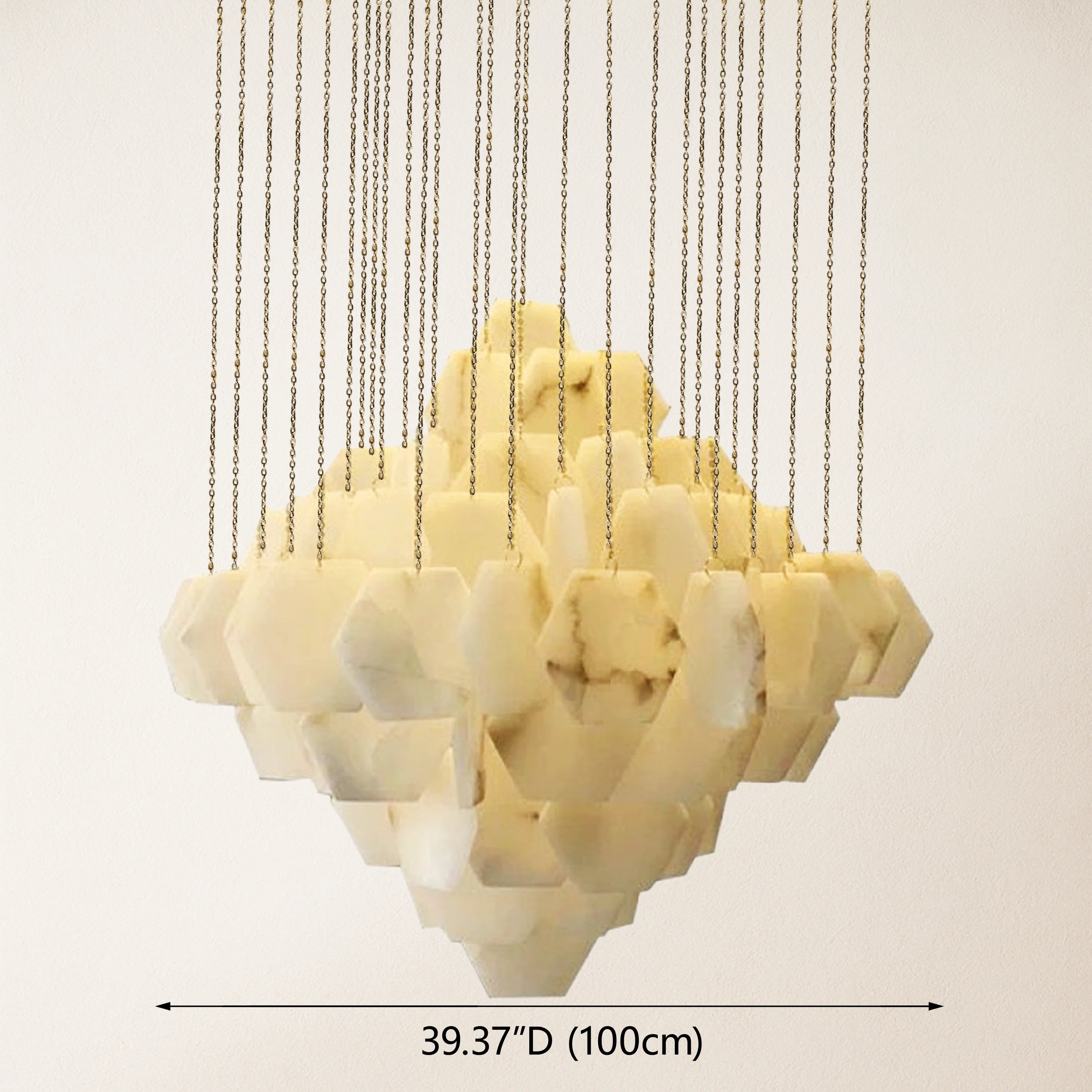 Talan Mehrschichtiger unregelmäßiger Alabaster-Kronleuchter 39"D