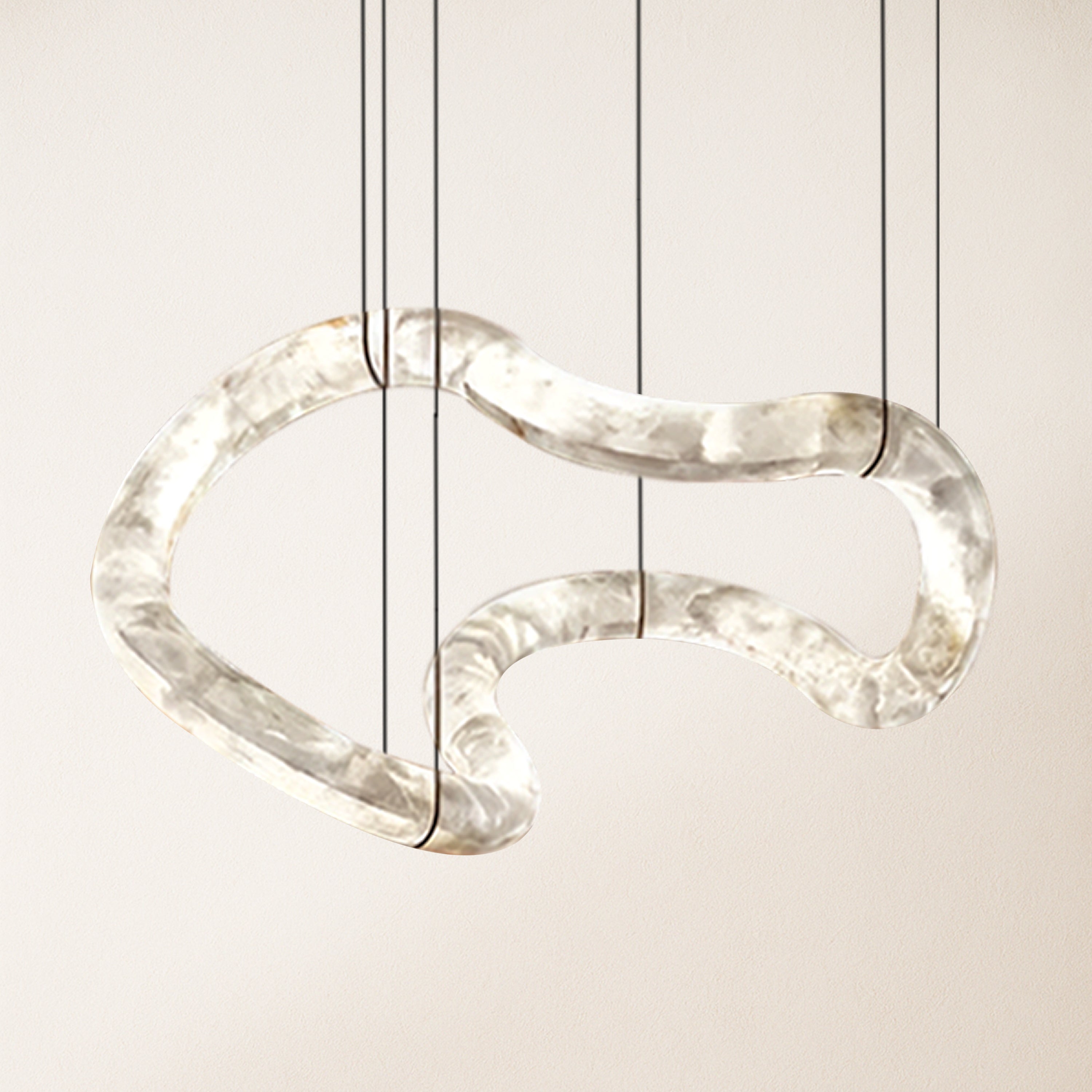 Symmetrischer Infinity-Kronleuchter aus Alabaster, 140 cm