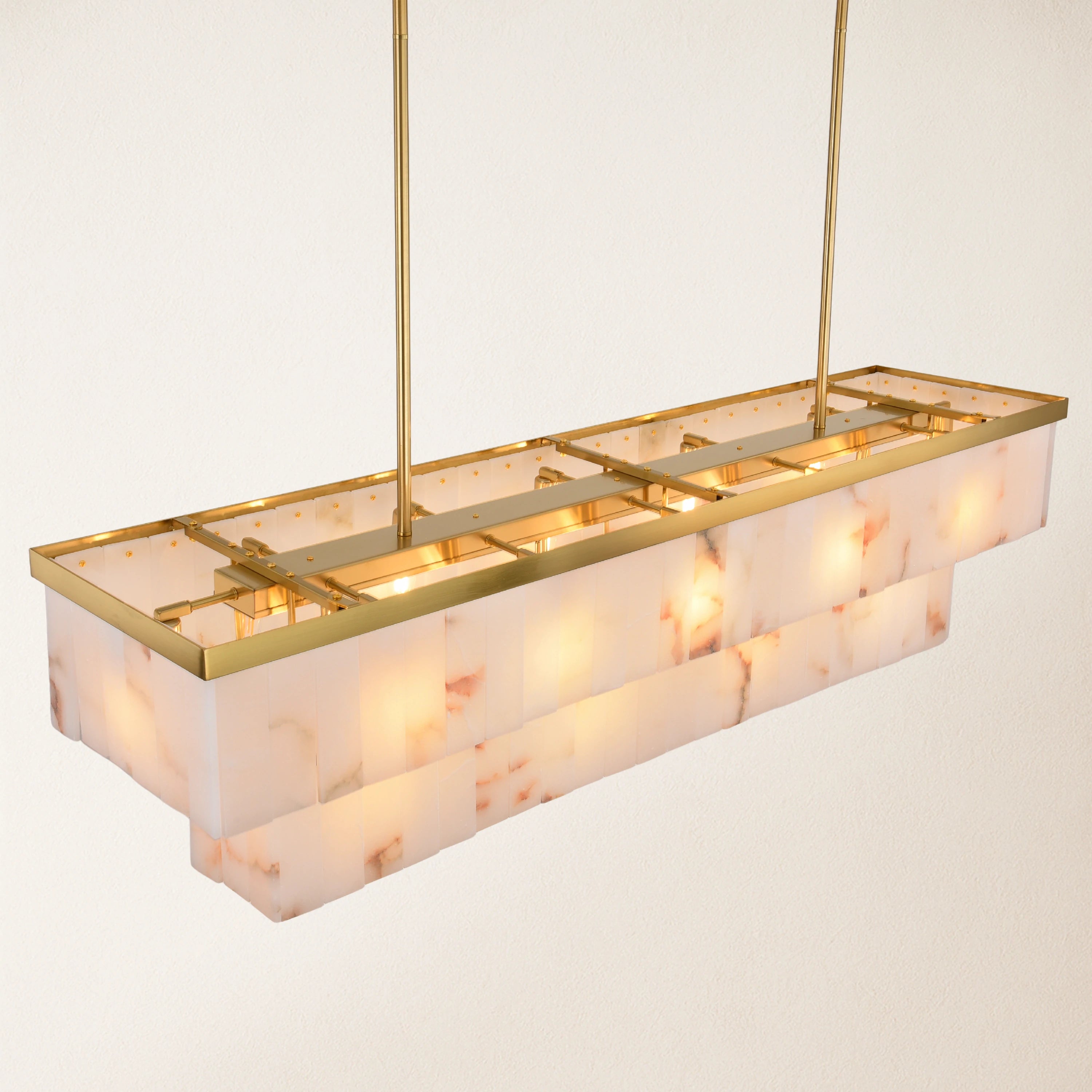 Solmare Alabaster Rectangular Chandelier 55"W