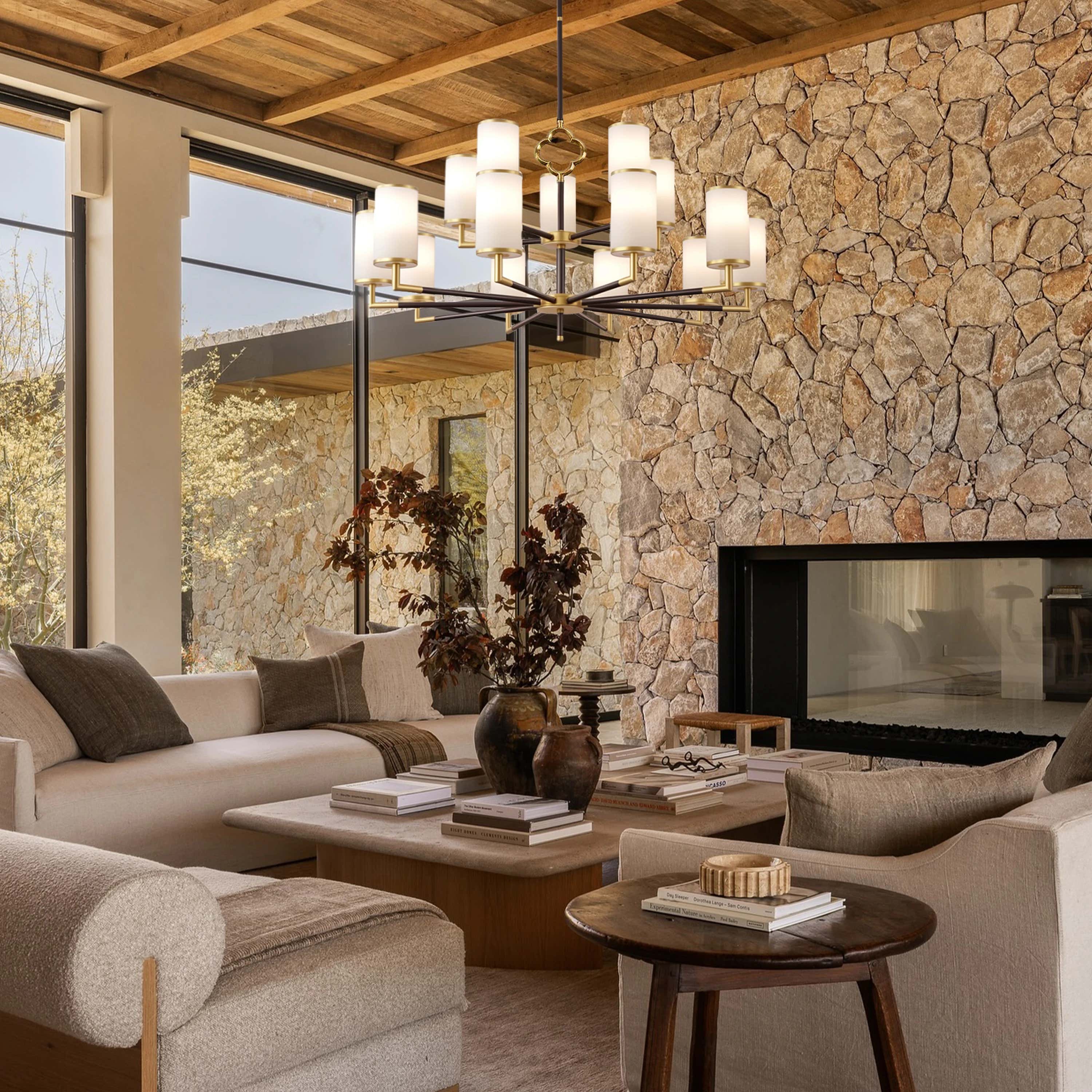 Moral Multi-layer Branda Alabaster Round chandelier 41"D#Finish_Gold