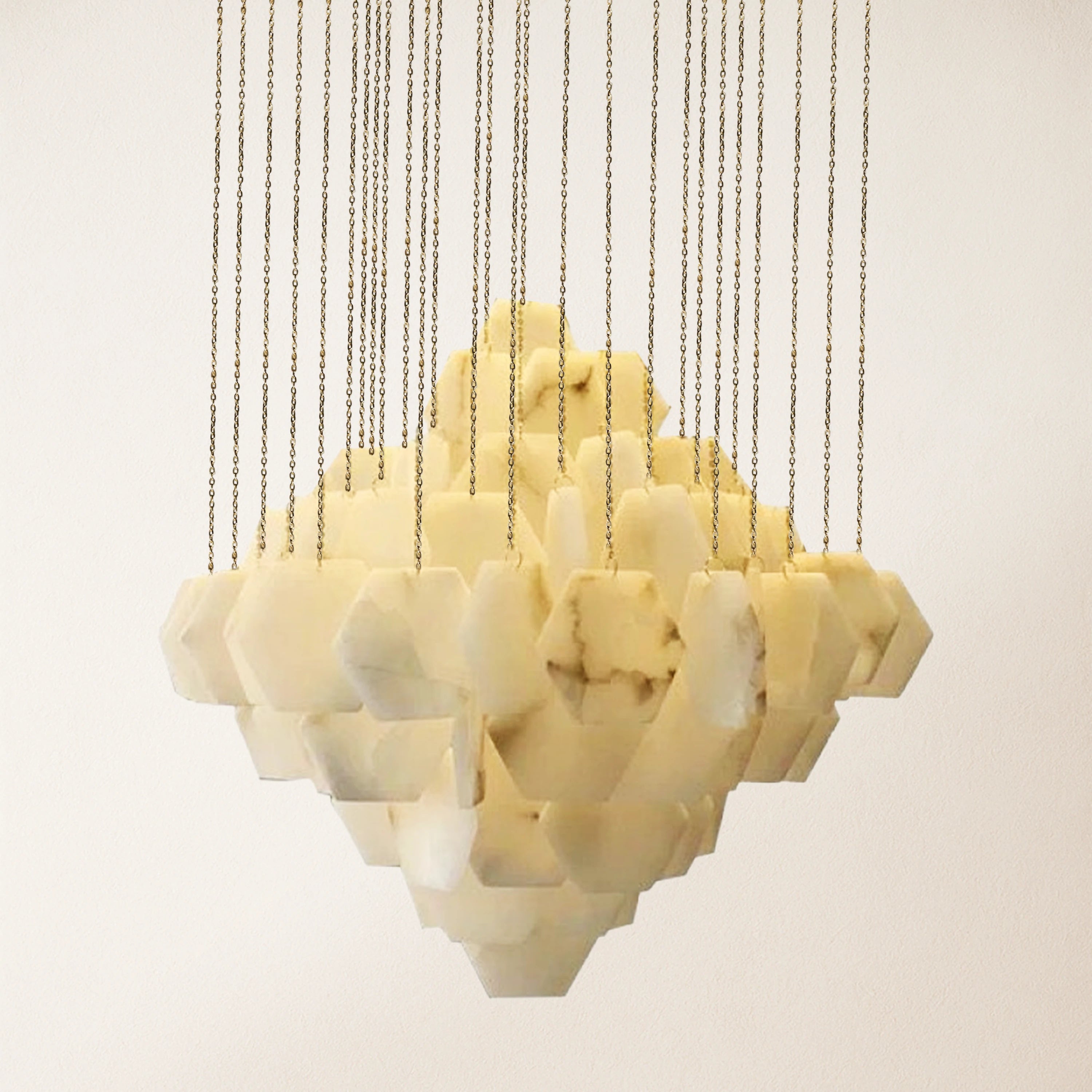 Talan Mehrschichtiger unregelmäßiger Alabaster-Kronleuchter 39"D