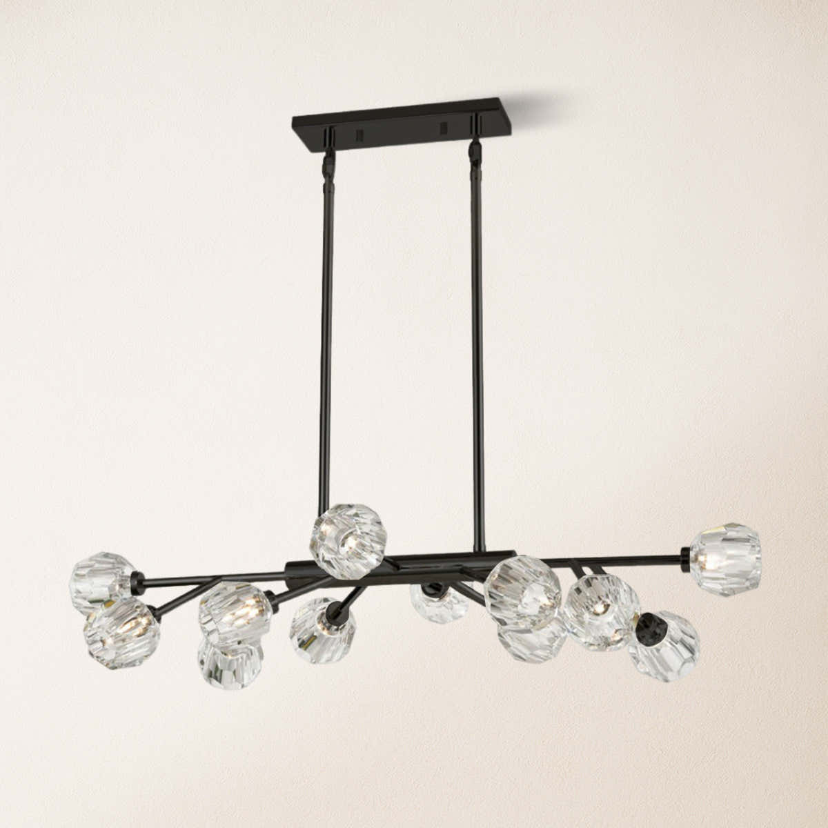Parisian Crystal Linear Chandelier 48"L