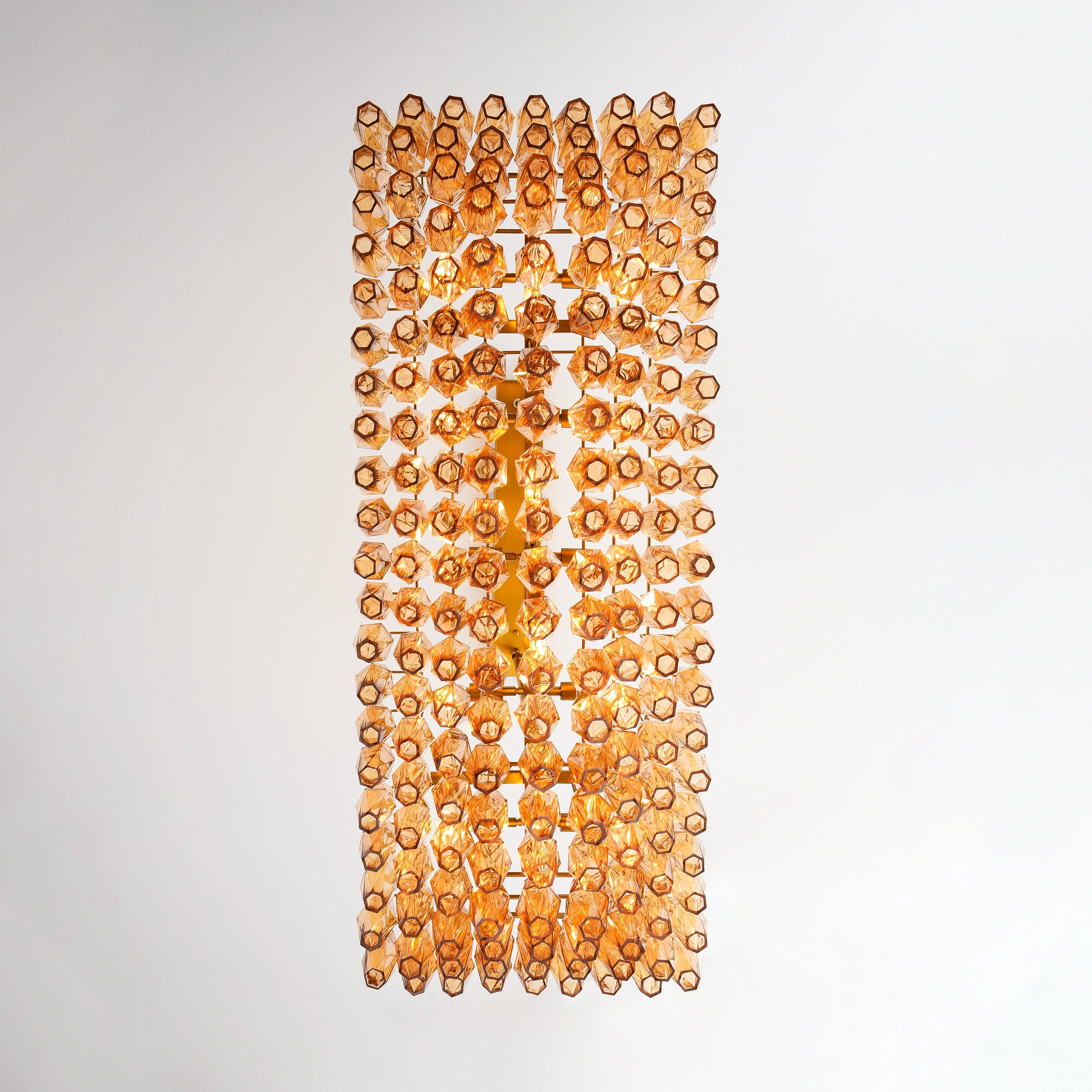 Celestial Drop Muti-Tier Rectangle Crystal Glass Chandelier 54"W#Glass-Color_Amber