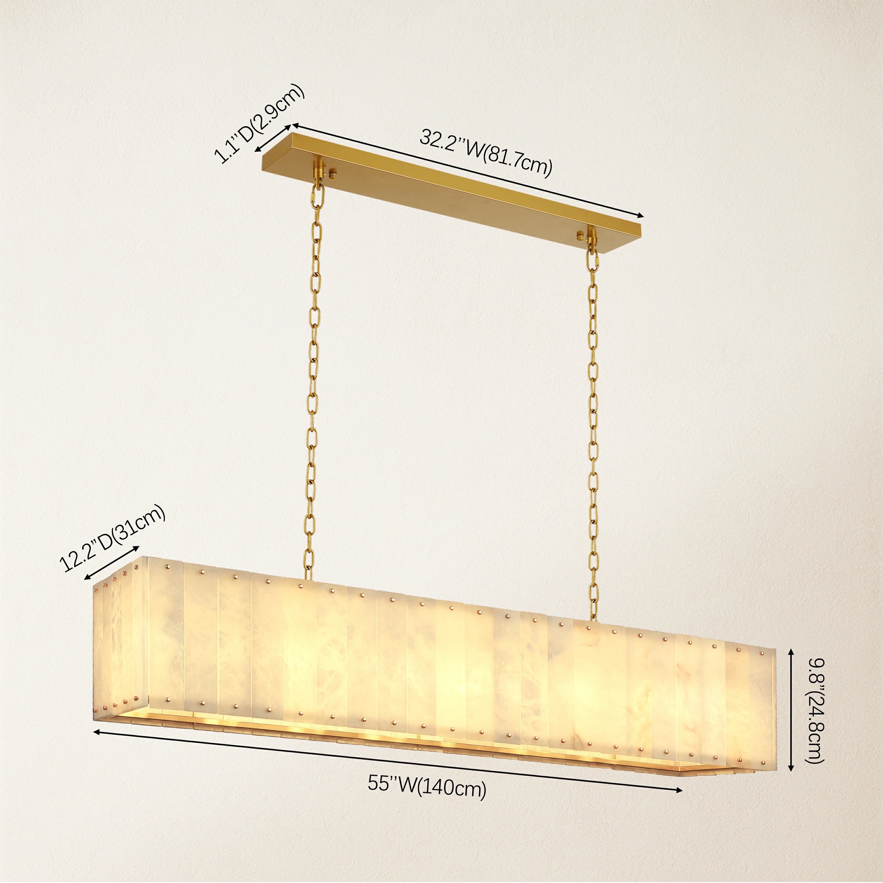 Nivislight Alabaster Rectangular Chandelier 55"